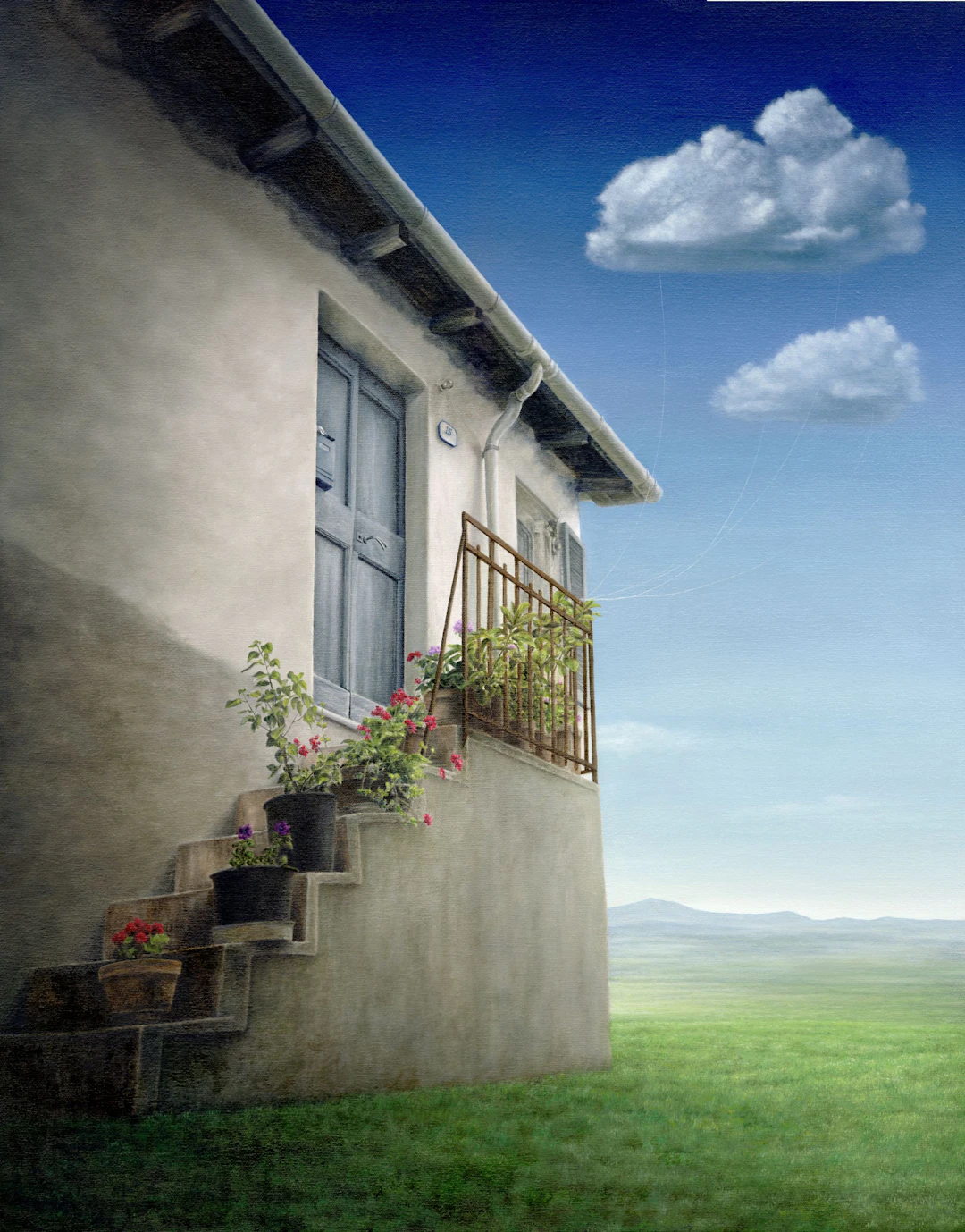 The House on the Hill (surrealist nature clouds) - Marlene Llanes
