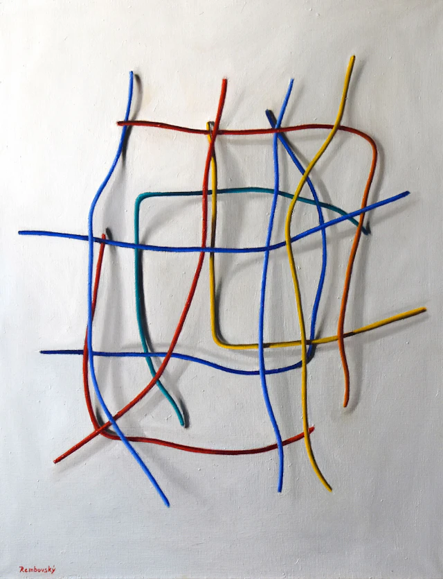 03 Composition with cables Painting - Roman Rembovsky