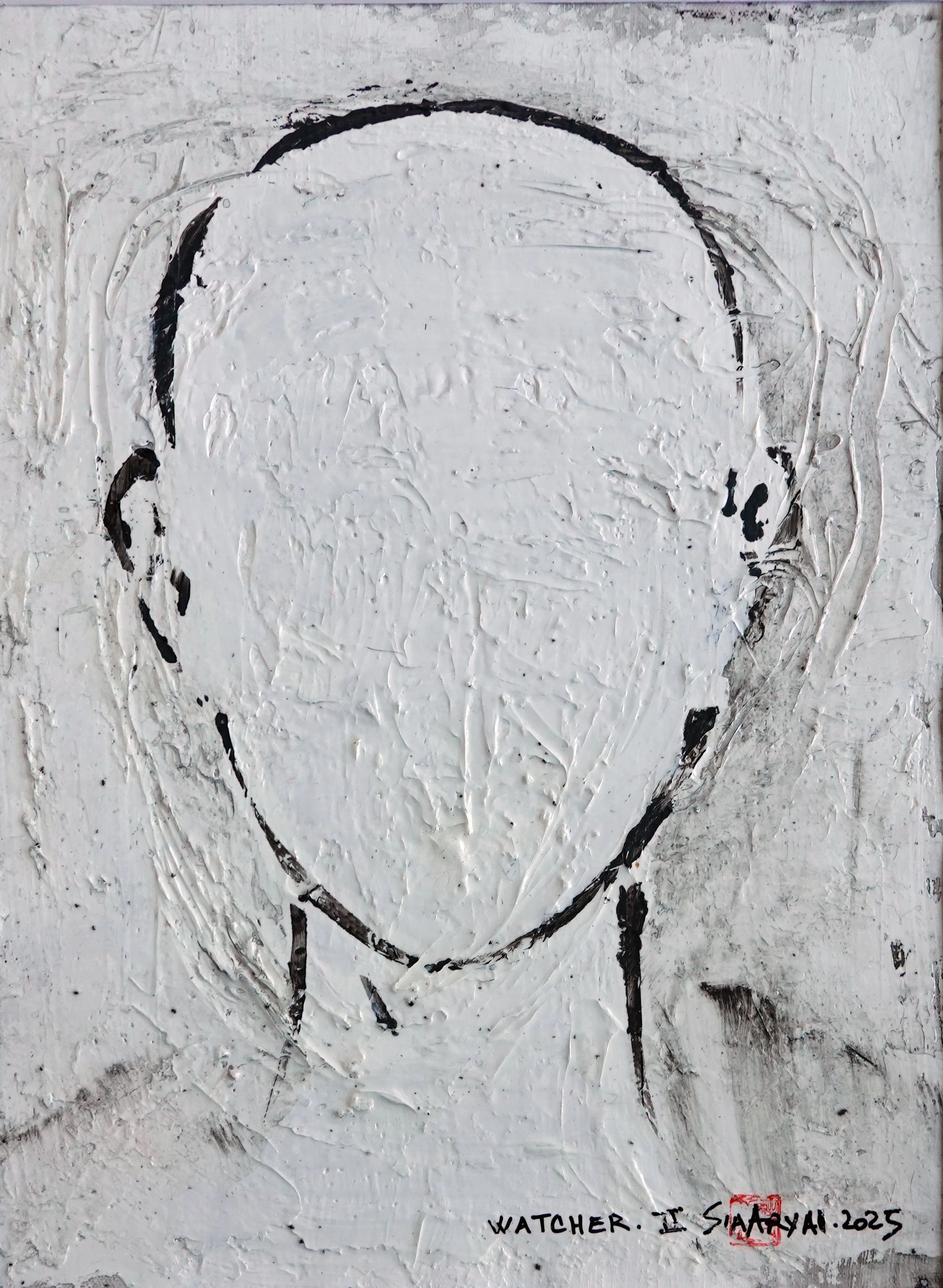 WACHER. II Framed surreal portrait canvas painting - Sia aryai