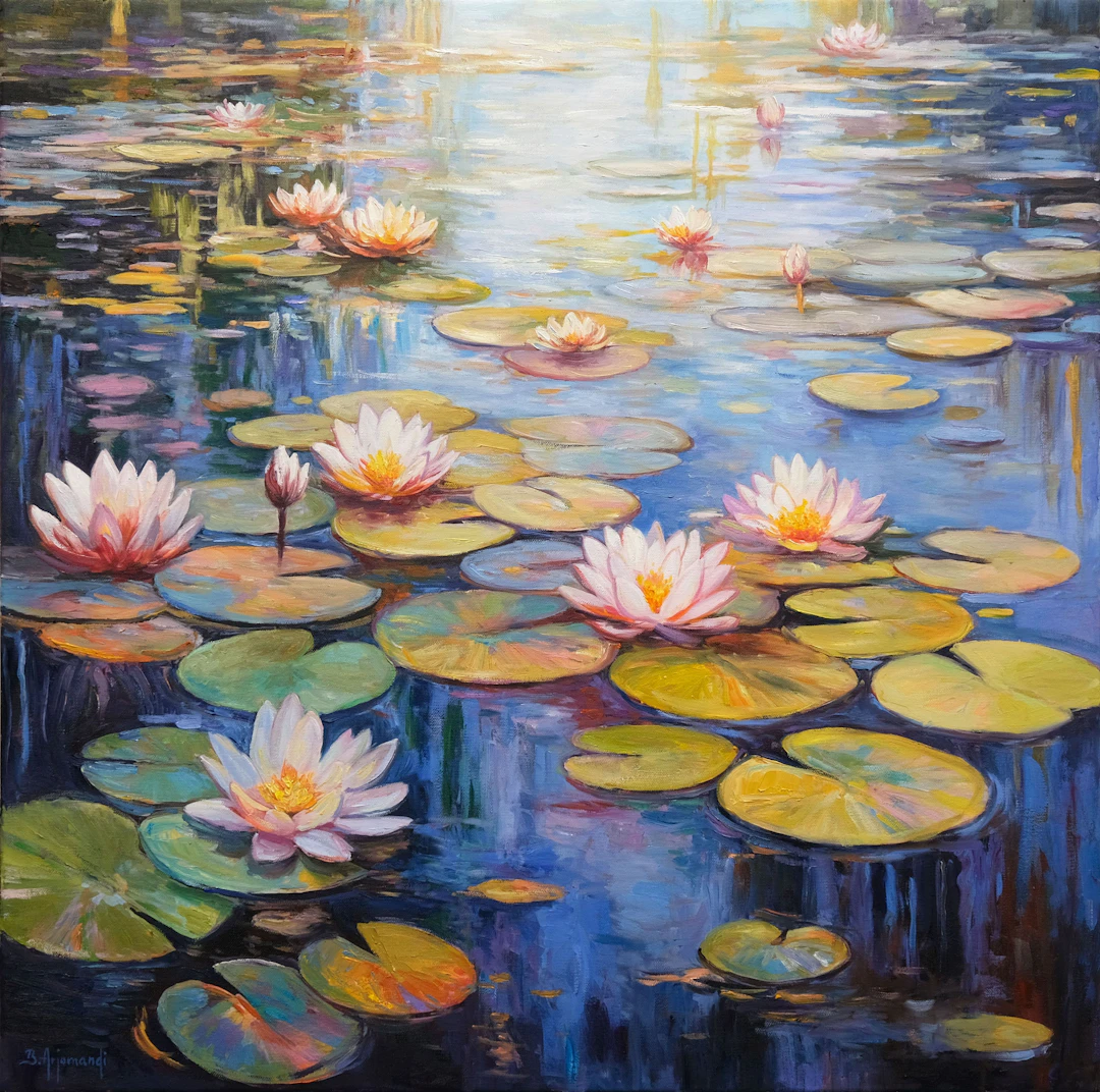 Water Lily Pond Reflections - Behshad Arjomandi