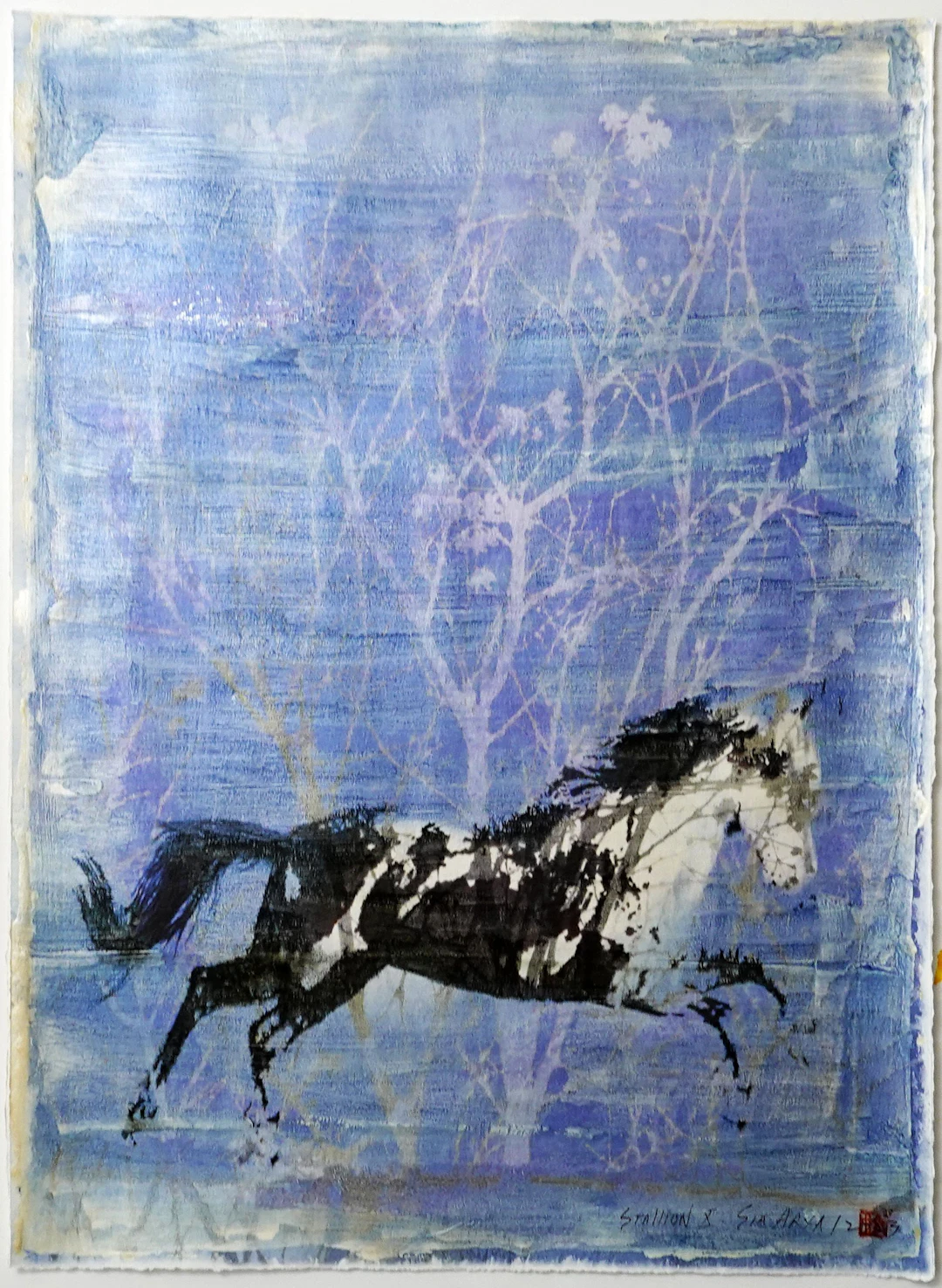 Stallion. X One of a Kind Framed Mixed Media horse - Sia aryai