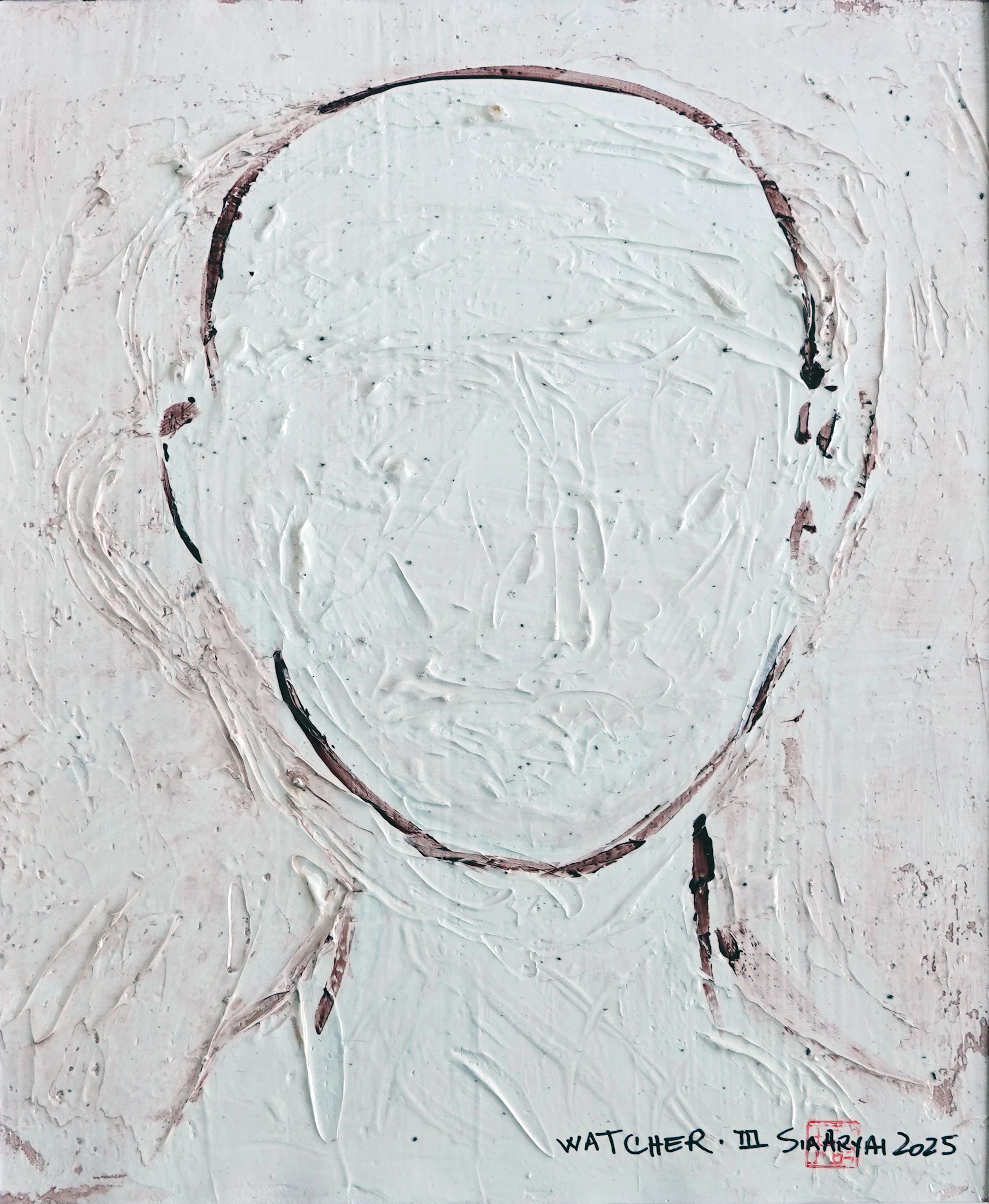 WATCHER. III surreal abstract framed painting - Sia aryai