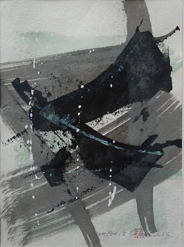 TRACTION. V framed minimal abstract painting - Sia aryai