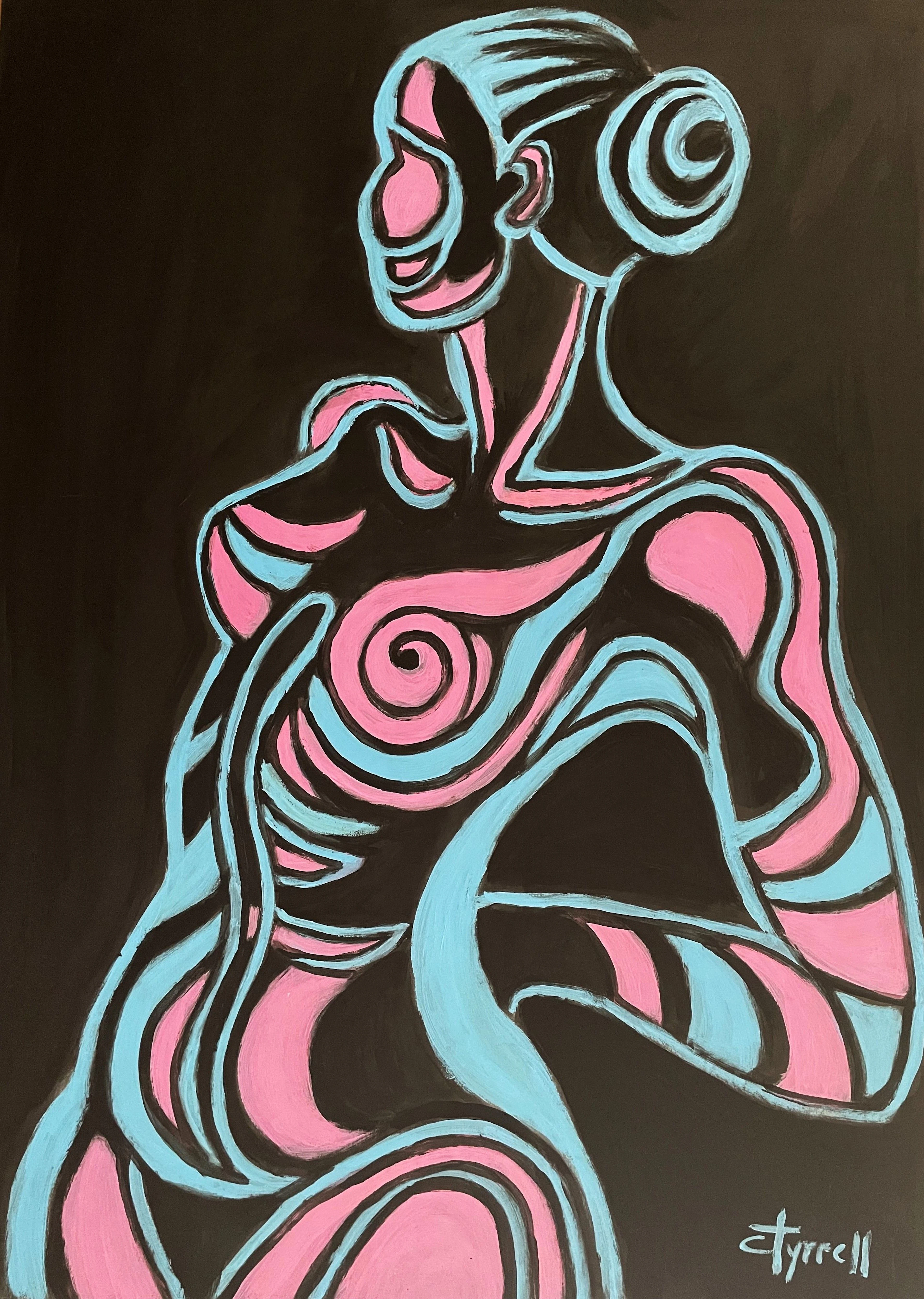 Painted Body Blue and Pink 1 - Carmen Tyrrell