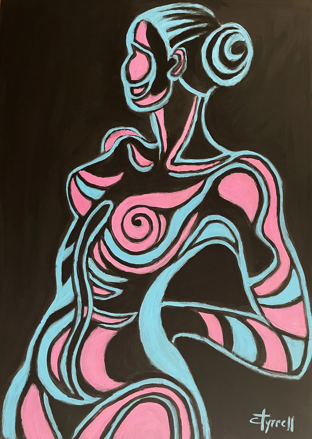 Painted Body Blue and Pink 1 - Carmen Tyrrell