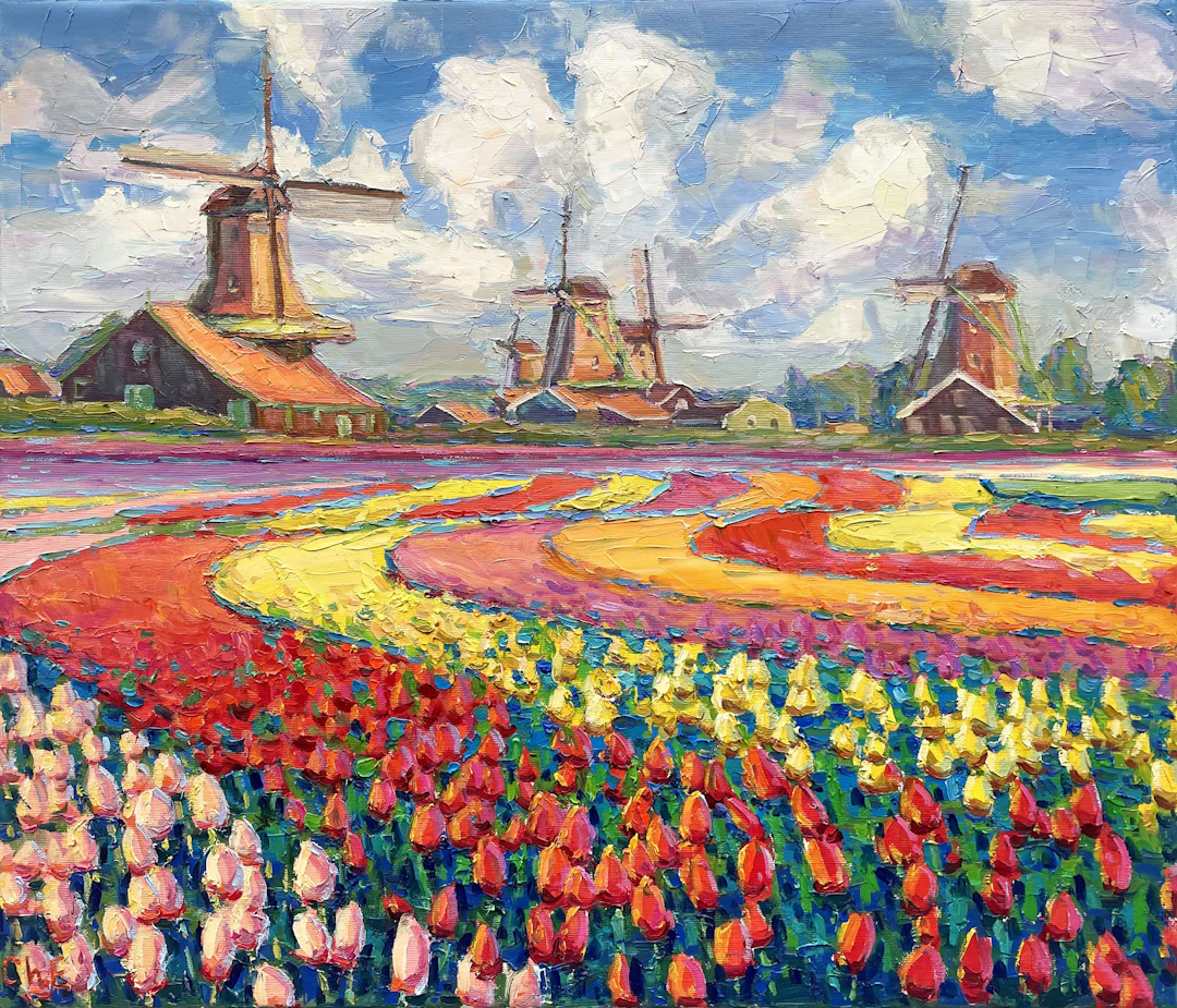 ""Field with tulips"" - Evgeny Chernyakovsky