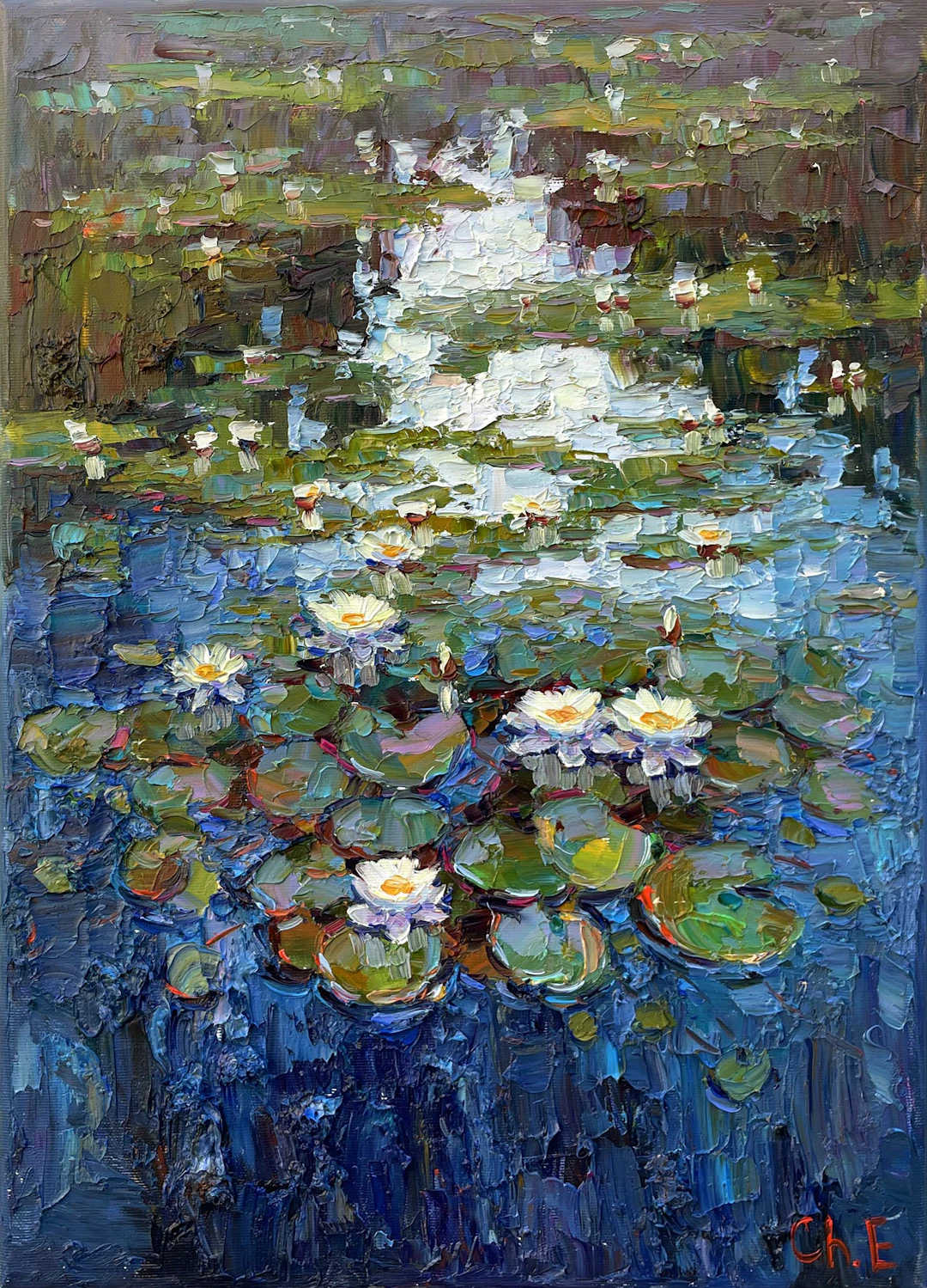 river with water lilies - Evgeny Chernyakovsky