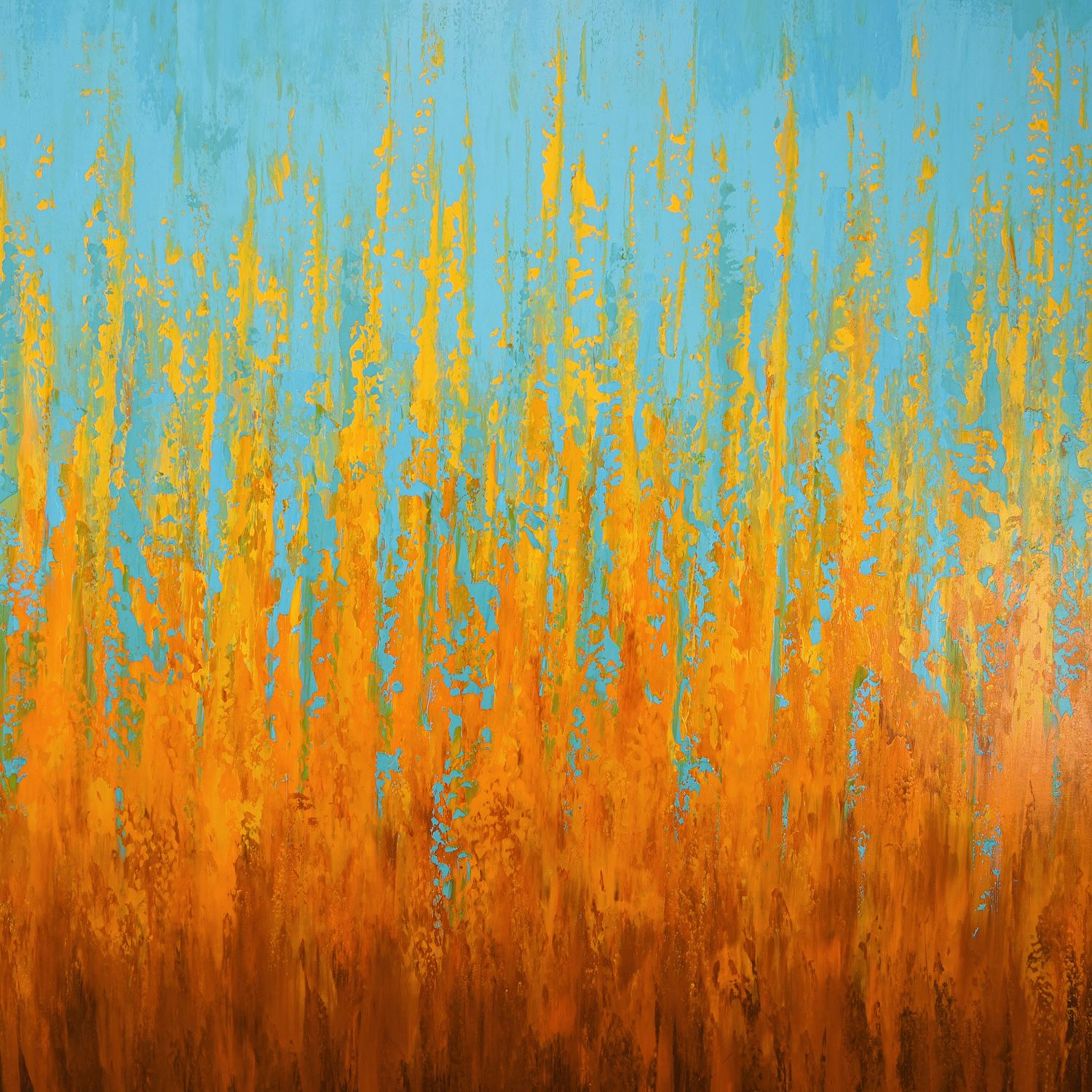 Vibrant Orange Blue - Energetic Colorful Abstract - Suzanne Vaughan