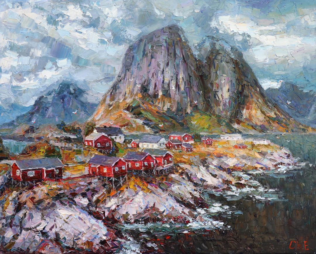 ""Evening city of Norway "" - Evgeny Chernyakovsky