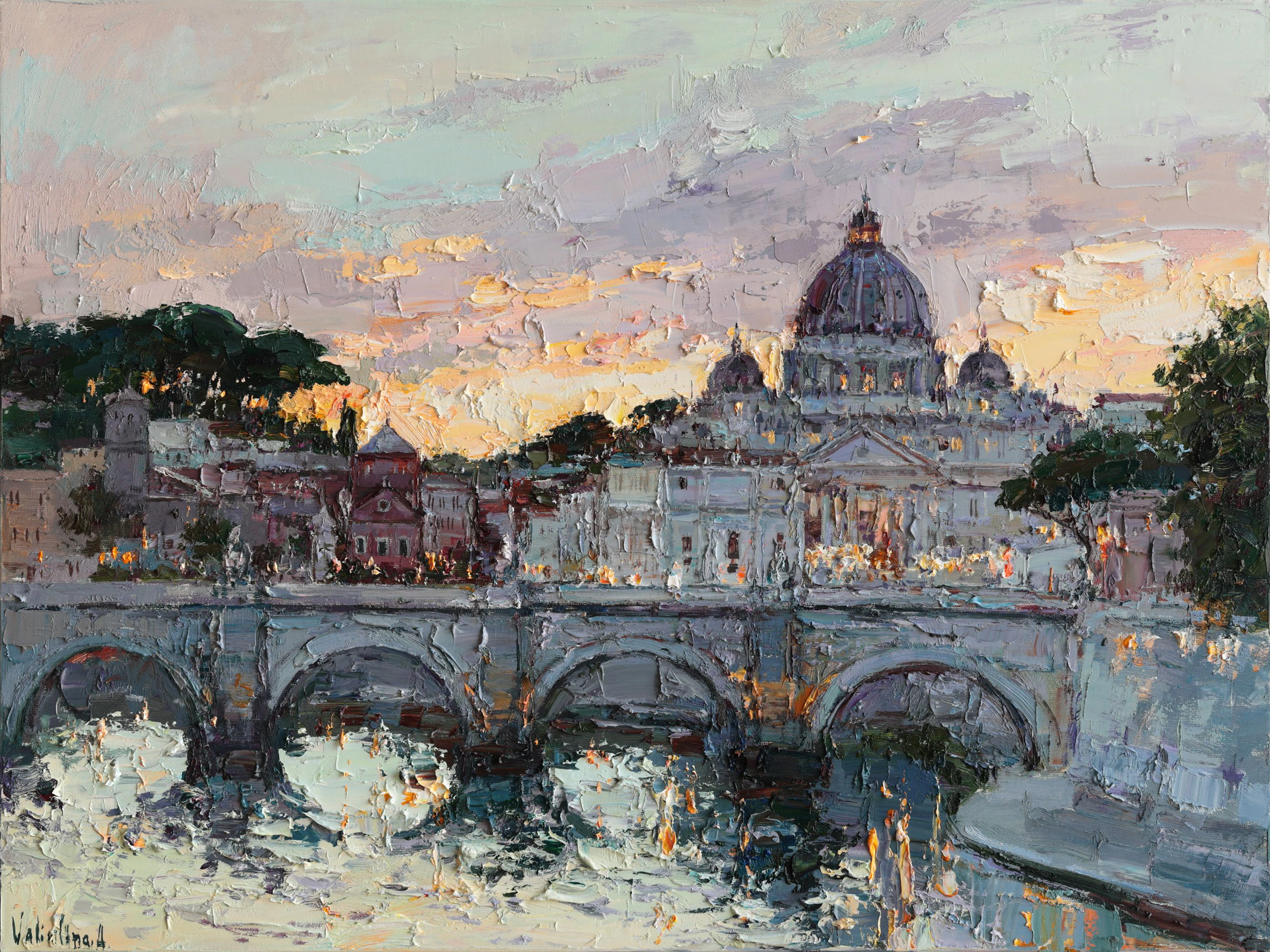 St. Angelo Bridge at Sunset Rome - Anastasiia Valiulina