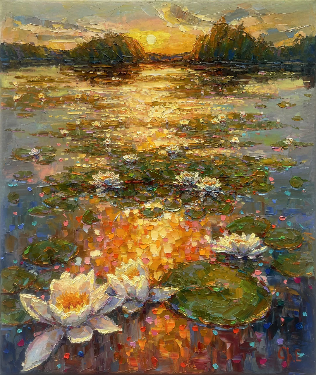""Water Lilies in Bloom"" - Evgeny Chernyakovsky