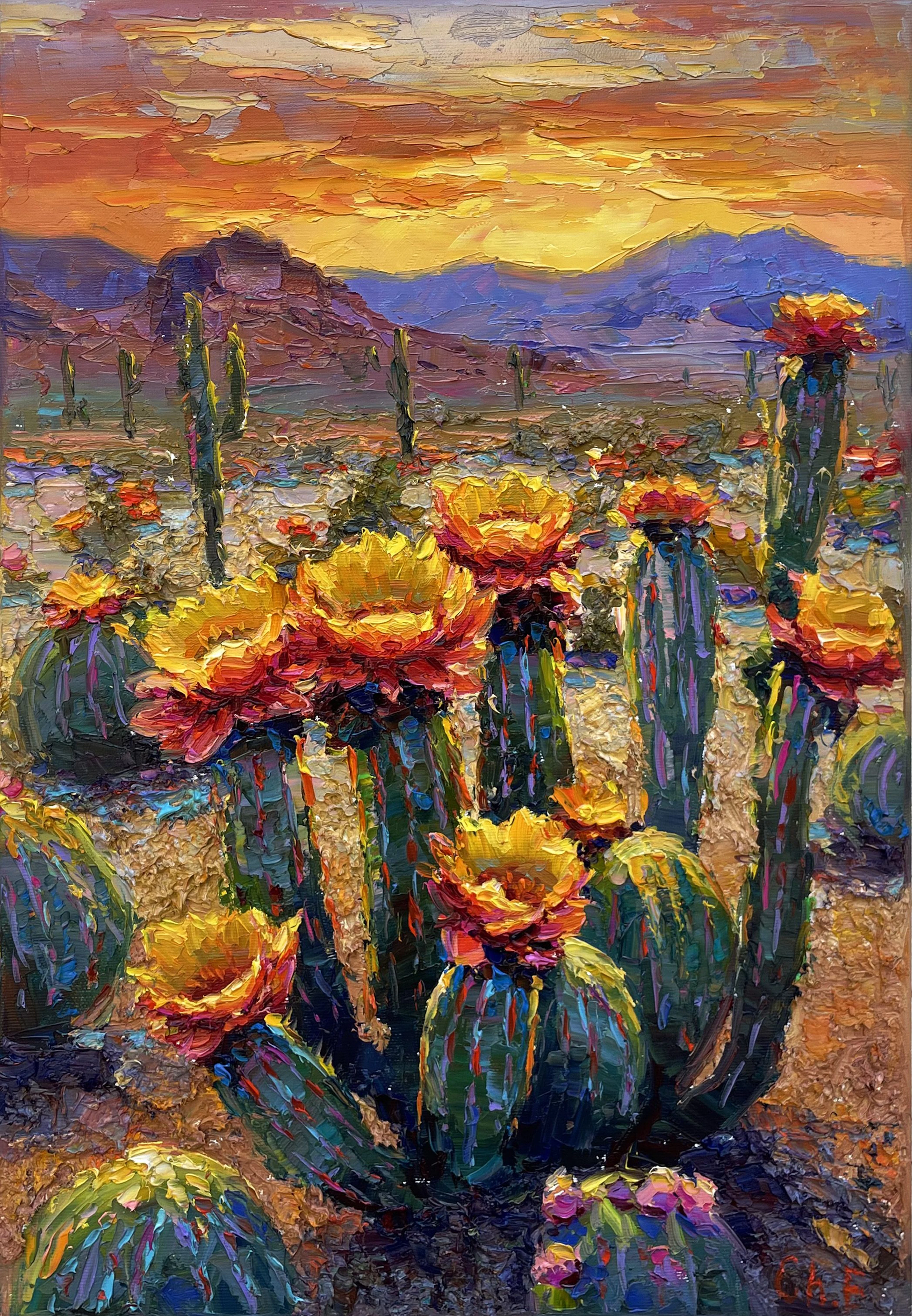 ""Flowering Canyon cacti "" - Evgeny Chernyakovsky
