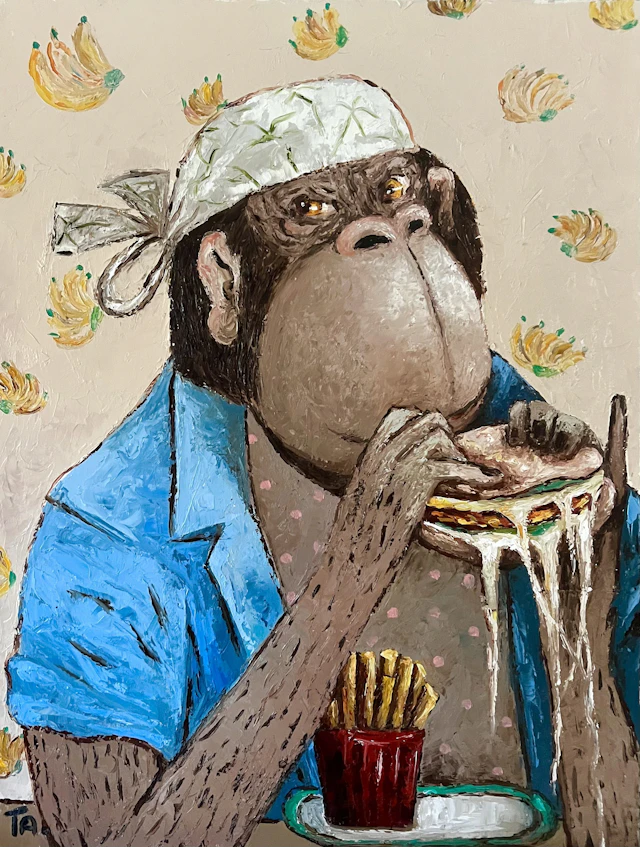 Boss eating a burger - Ta Byrne