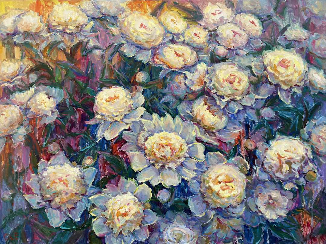 ""White Peonies"" - Evgeny Chernyakovsky