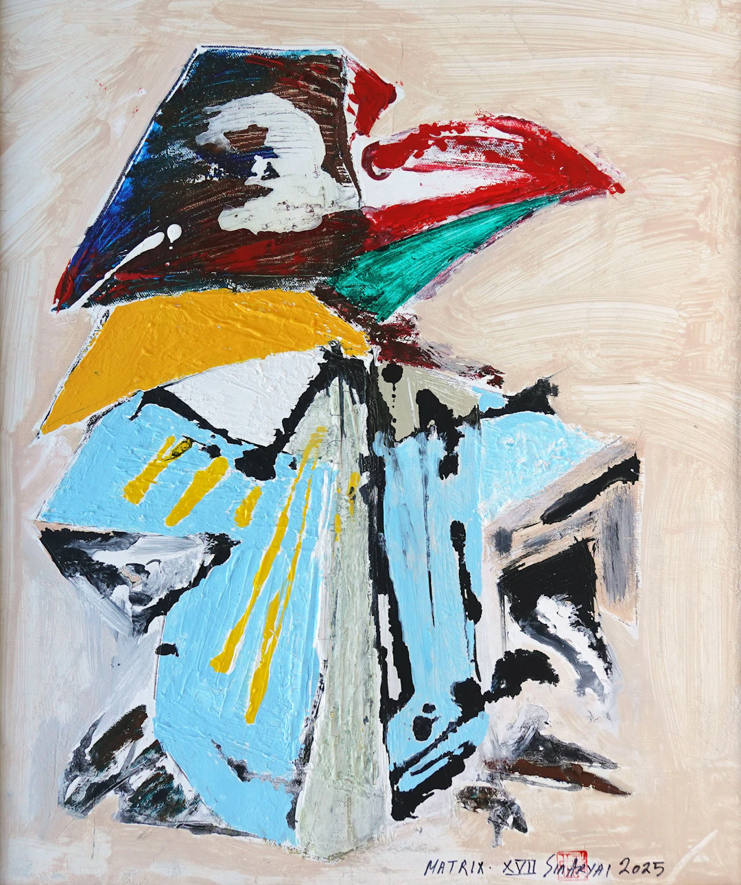 Matrix. XVII framed abstract surreal figure - Sia aryai