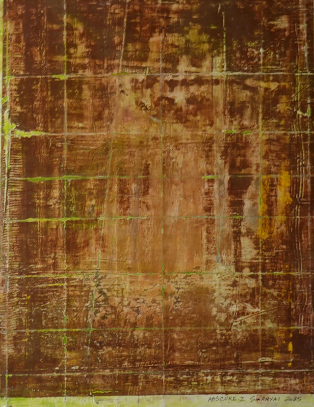 ABSCURE.I Modern brown and green canvas painting - Sia aryai