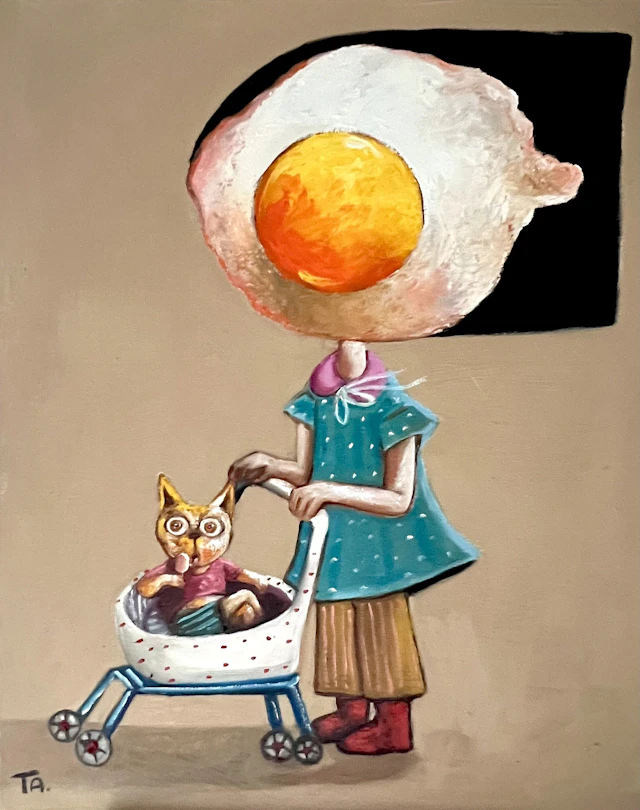 Egg girl with her cat - Ta Byrne