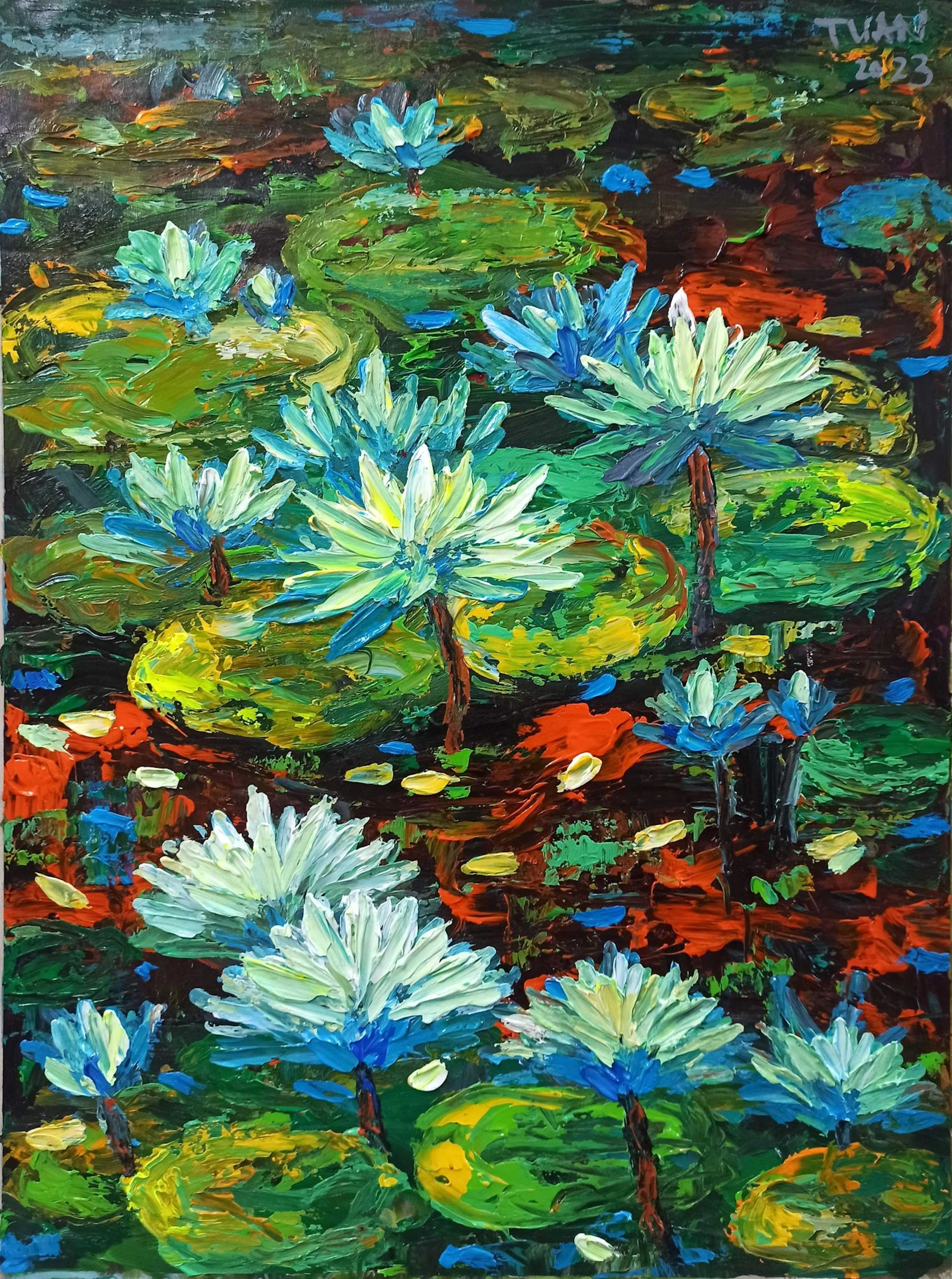 Blooming lilies pond 80x60cm - LE ANH TUAN