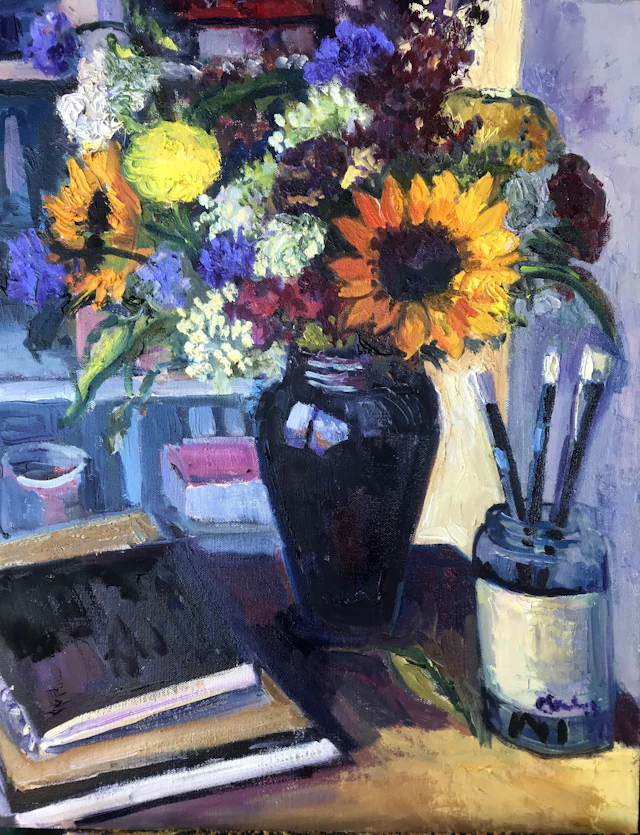 Sunflowers with Brushes - Carol Steinberg