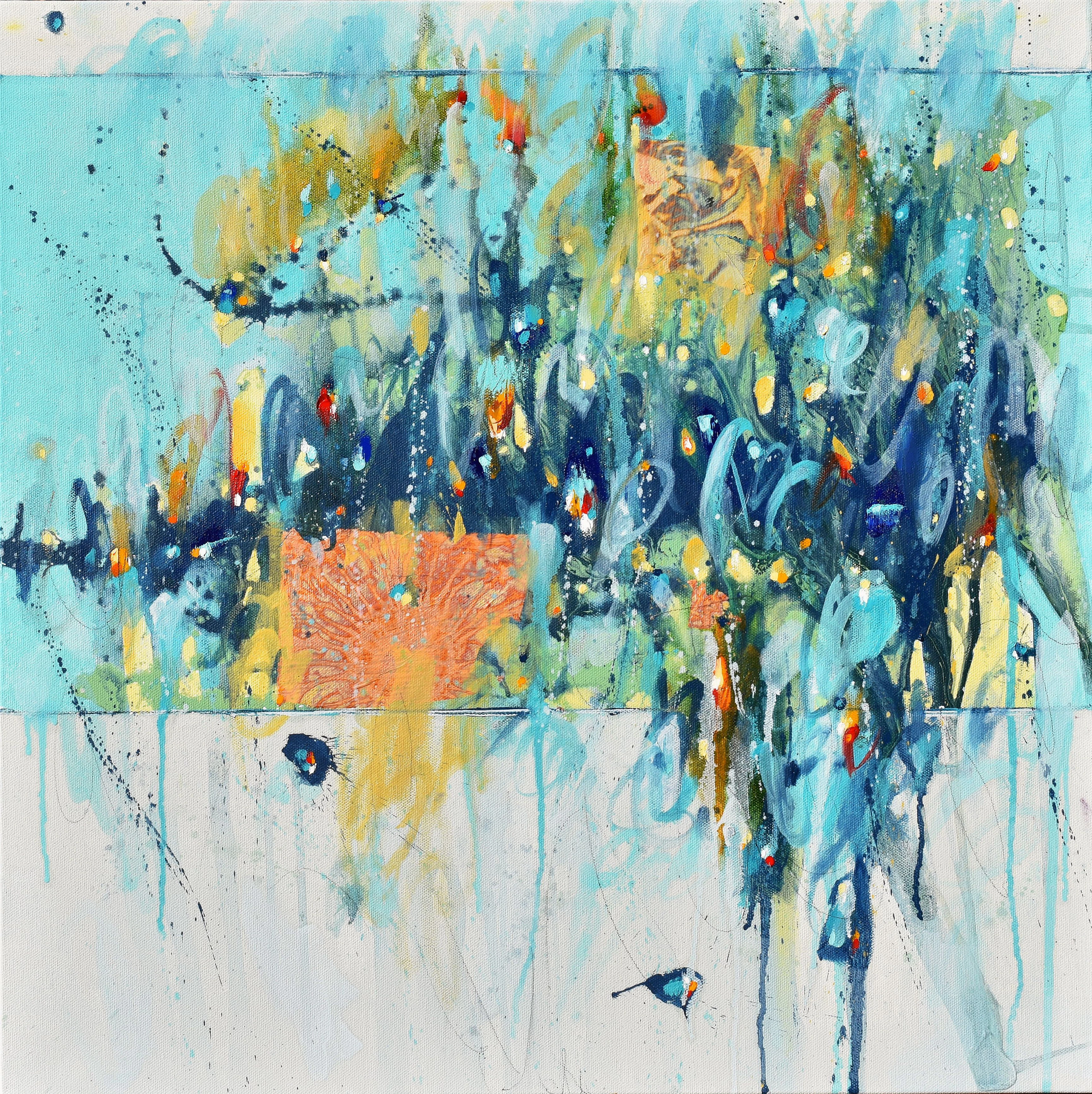 Blue Moon - Abstract art - 24 x 24 IN - Cynthia Ligeros