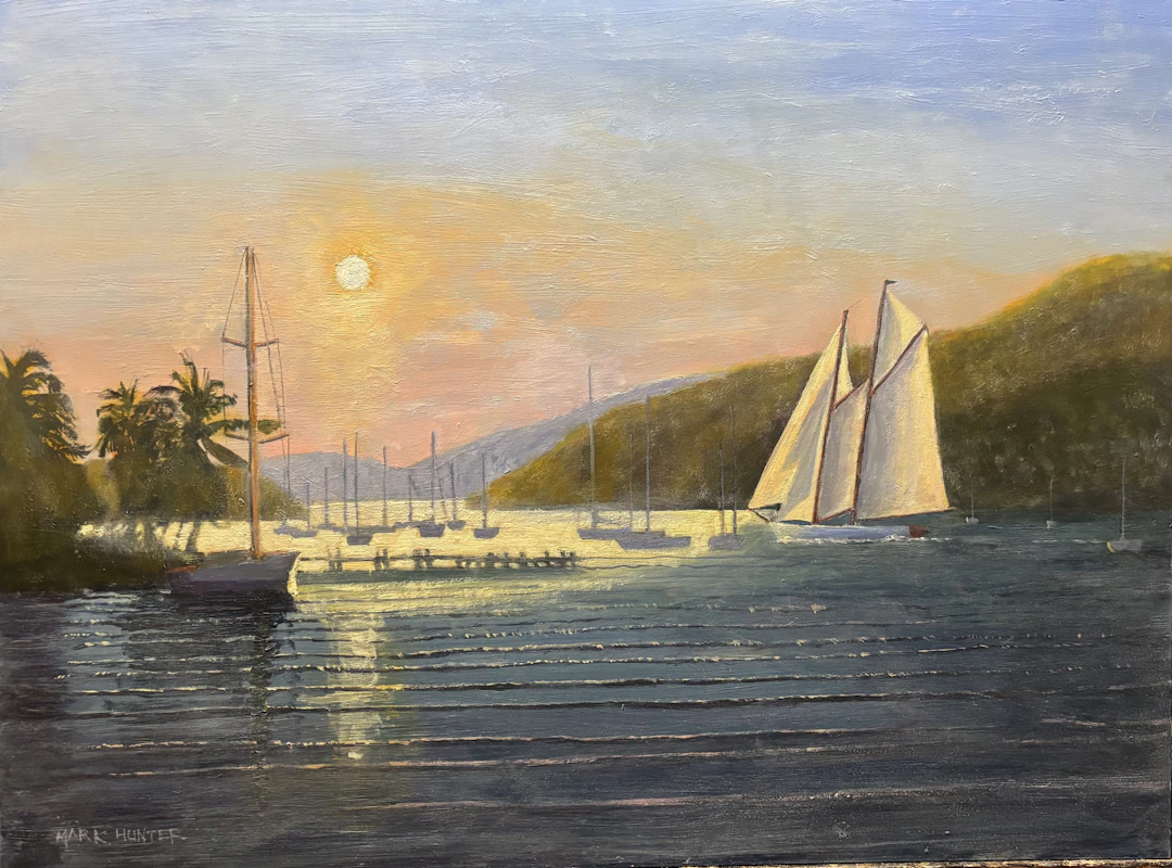 Schooner Departing Falmouth Harbour Antiqua - Mark Hunter
