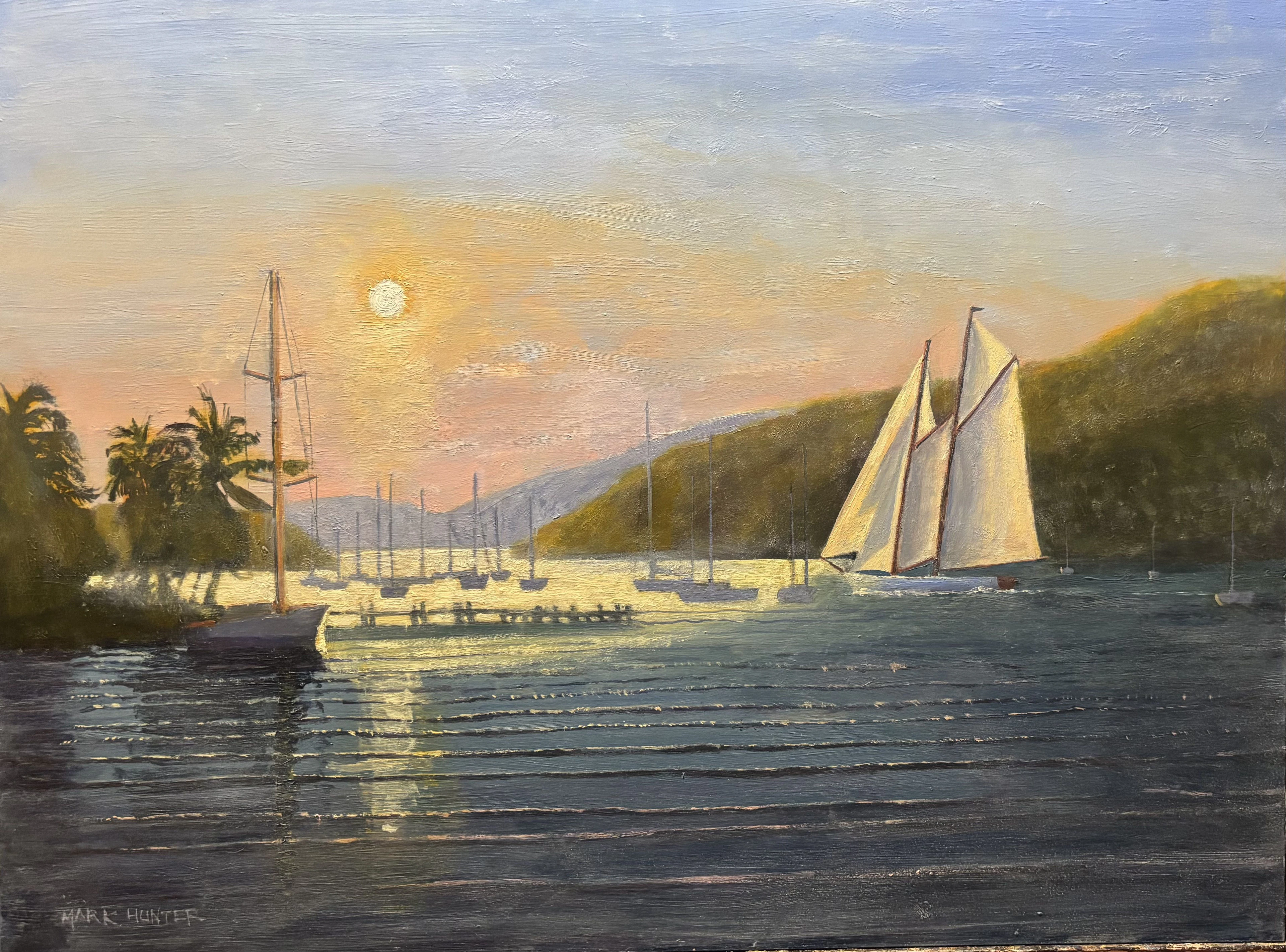 Schooner Departing Falmouth Harbour Antiqua - Mark Hunter