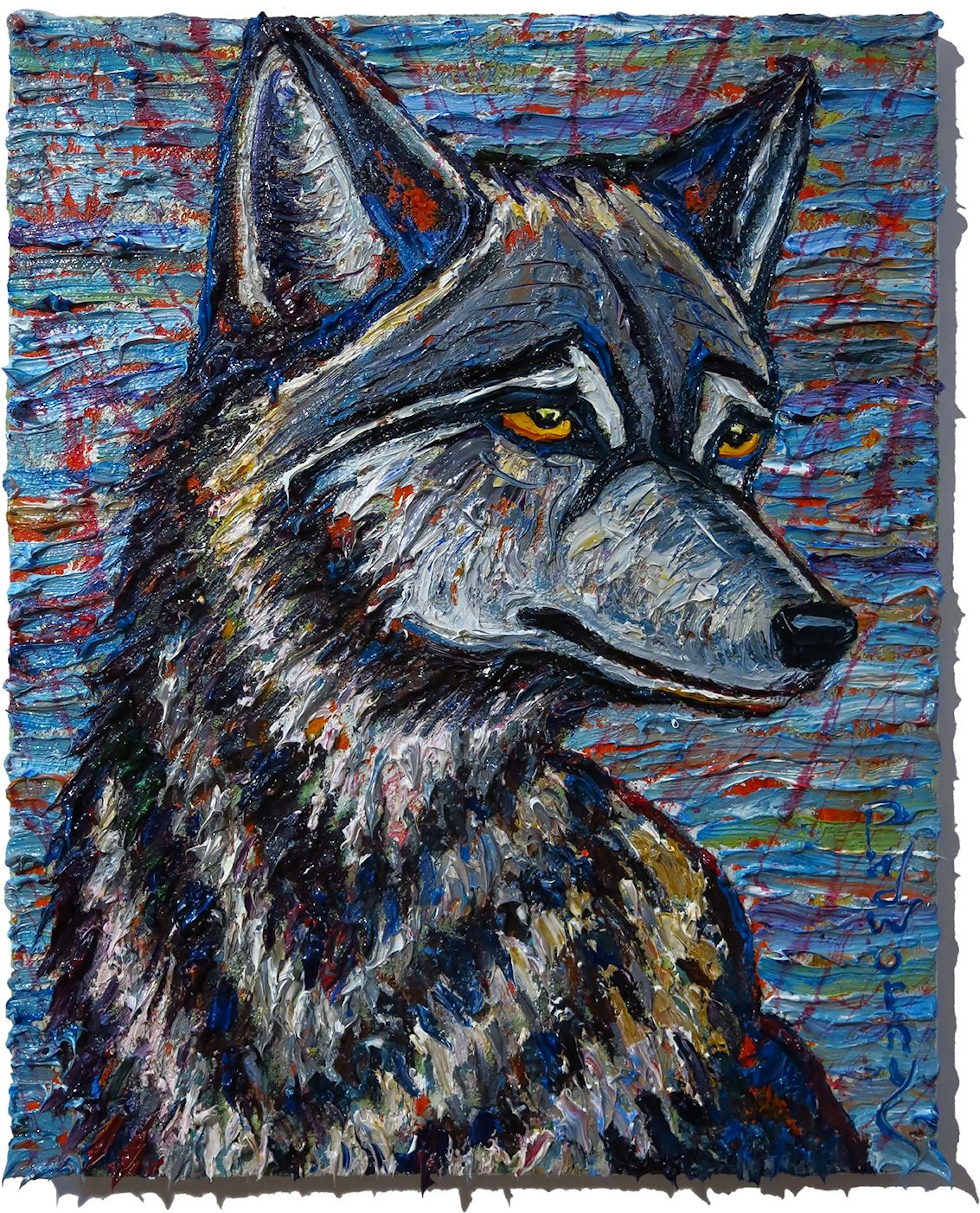 UNTITLED m1164 - Original Oil painting dog wolf - David Padworny