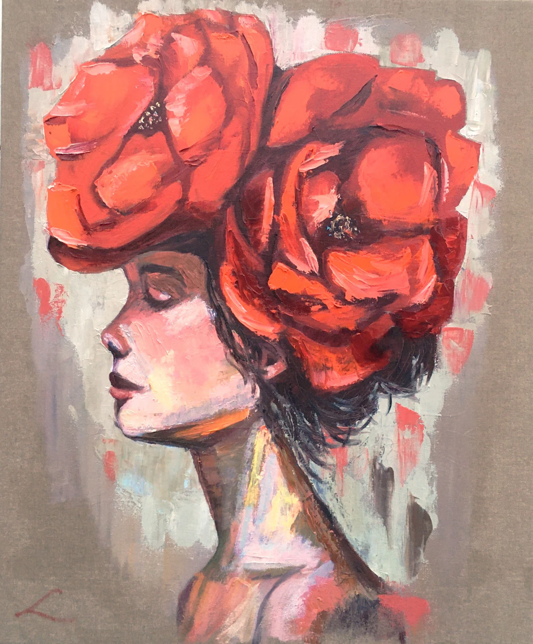 Portrait with poppies - Elena Sokolova
