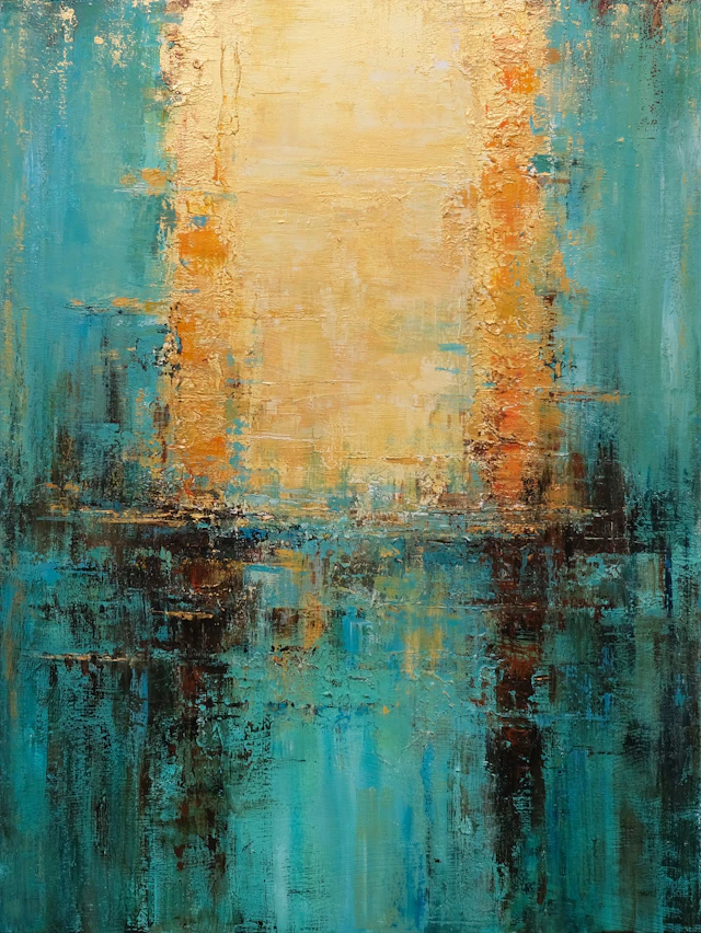 Composition in Turquoise and Gold - Behshad Arjomandi