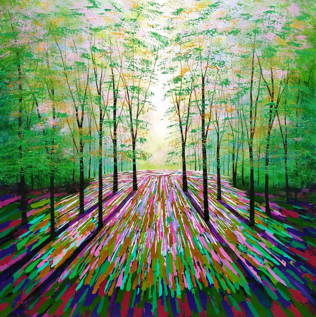 Gold and Magenta Wood - Amanda Horvath