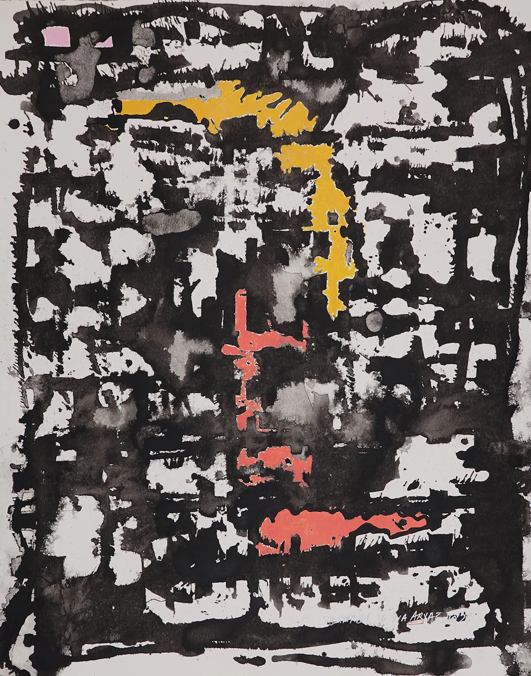 Hanabi. 26 White framed abstract painting - Sia aryai