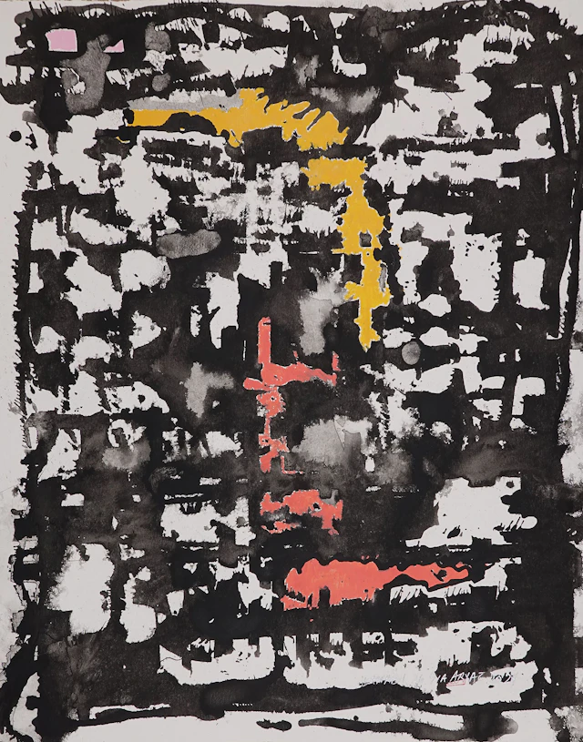 Hanabi. 26 White framed abstract painting - Sia aryai