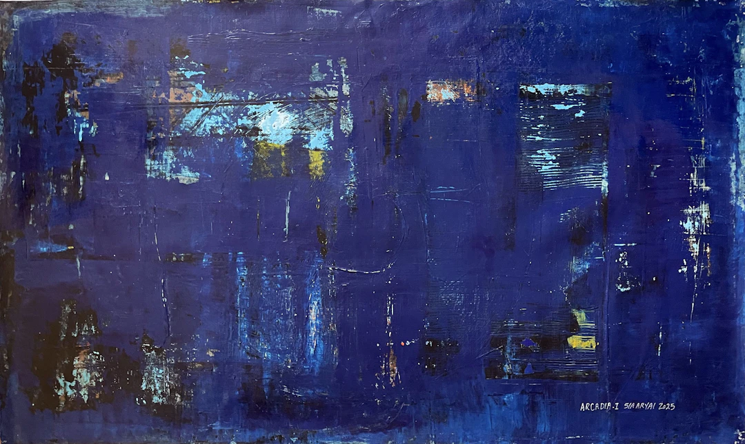 ARCIADIA. I Abstract surreal vibrant blue painting - Sia aryai