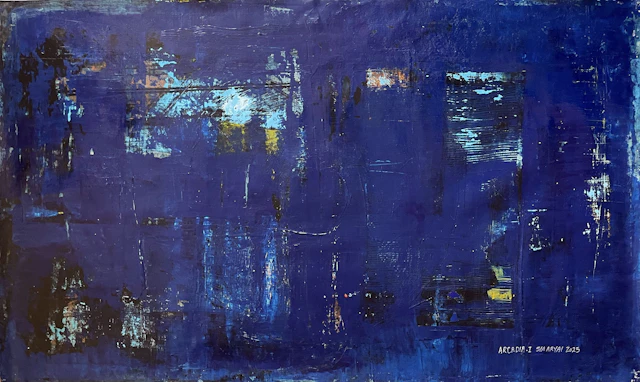 ARCIADIA. I Abstract surreal vibrant blue painting - Sia aryai
