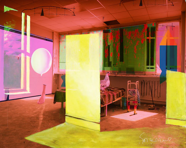 Interior with chicken - geert lemmers