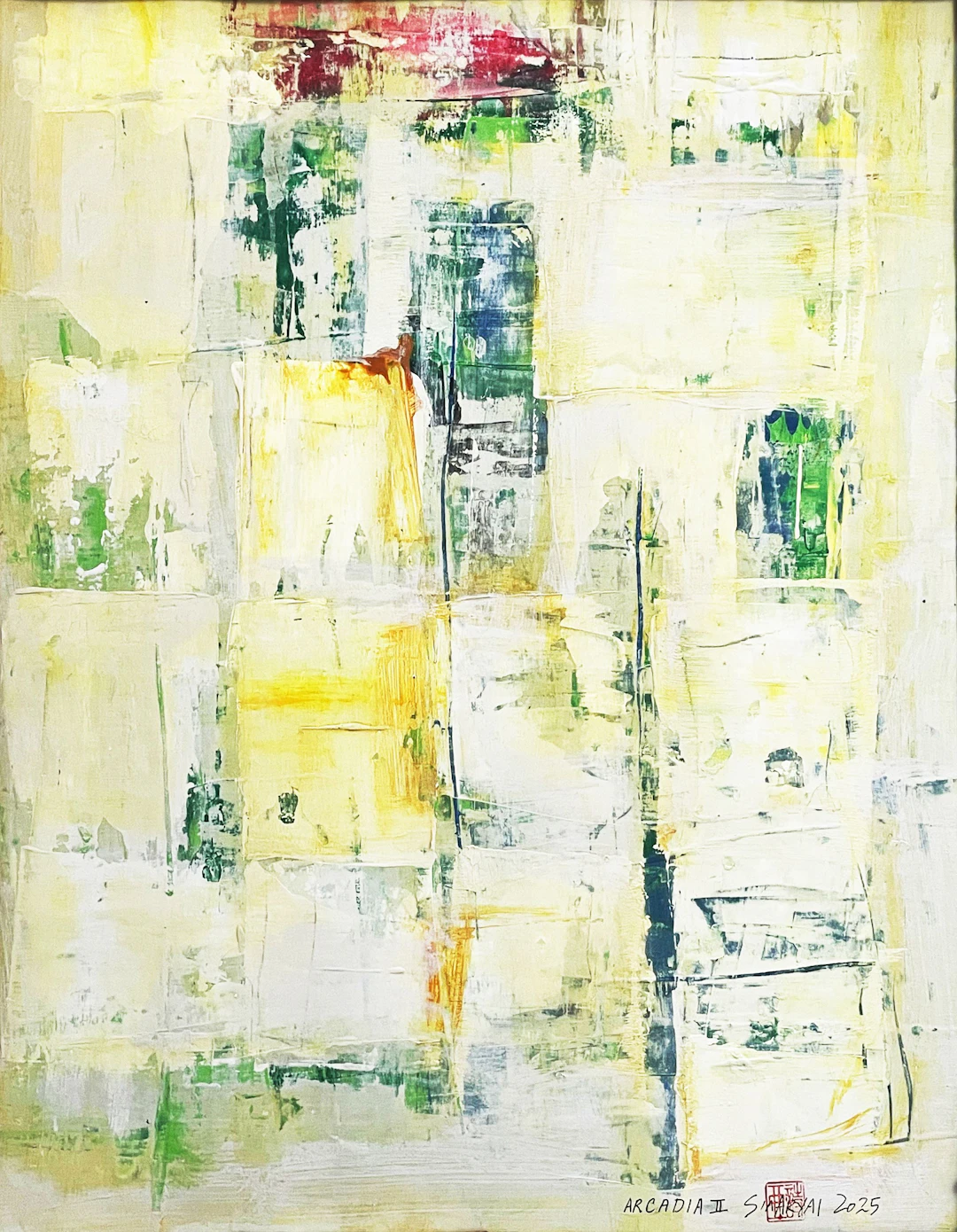 ARCADIA. II Framed abstract multicolor painting - Sia aryai