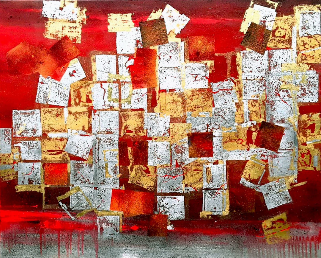 Gold abstract painting #0015 - Olena Topliss