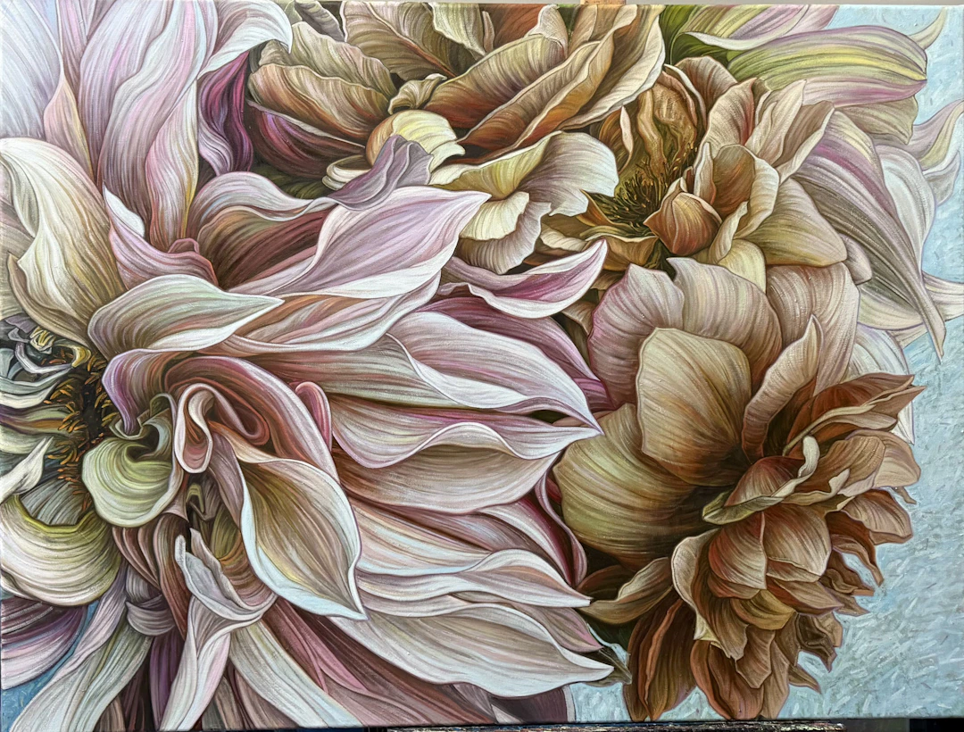Dahlias and roses - Elena Podmarkova