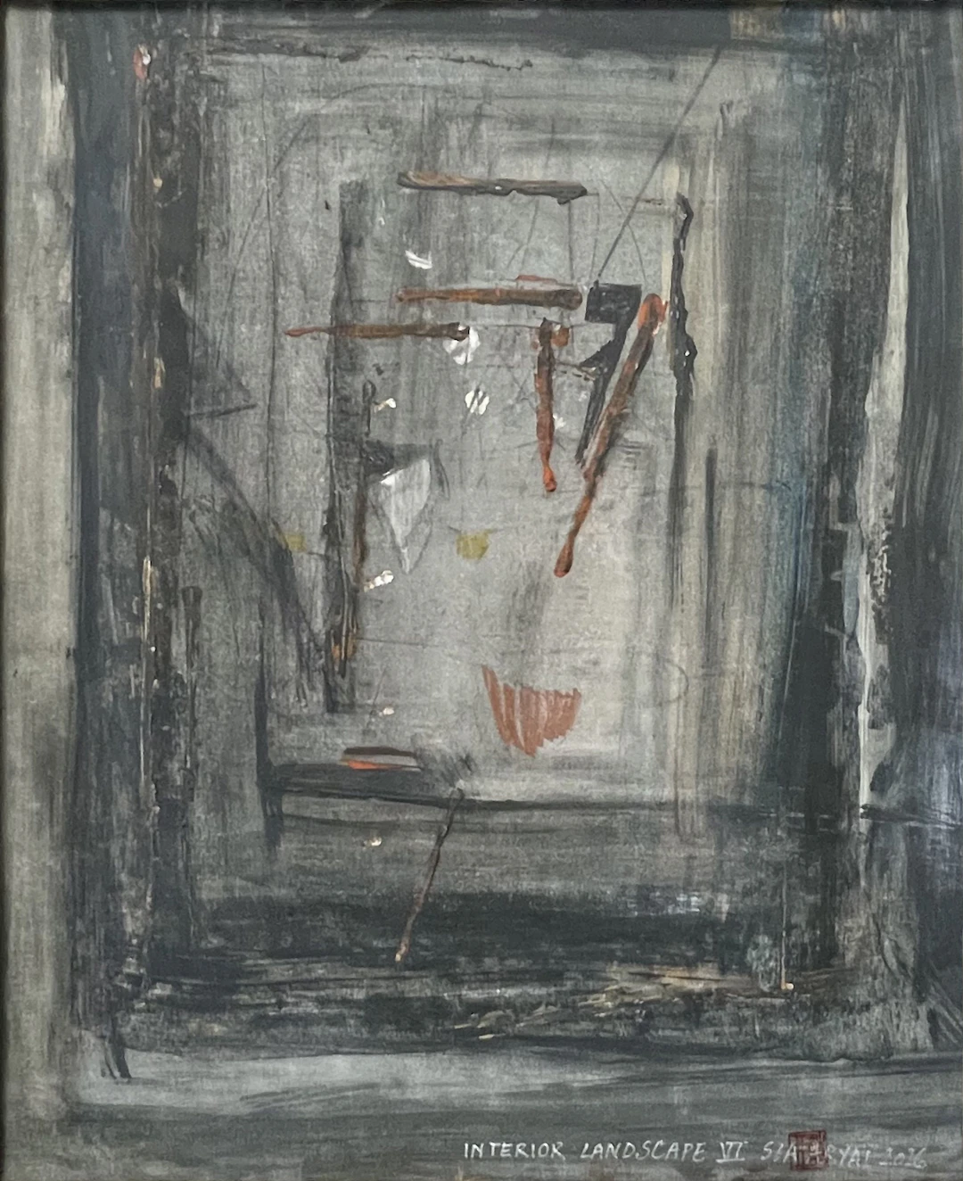 INTERIOR LAND SCAPE. VI FRAMED ABSTRACT PAINTING - Sia aryai
