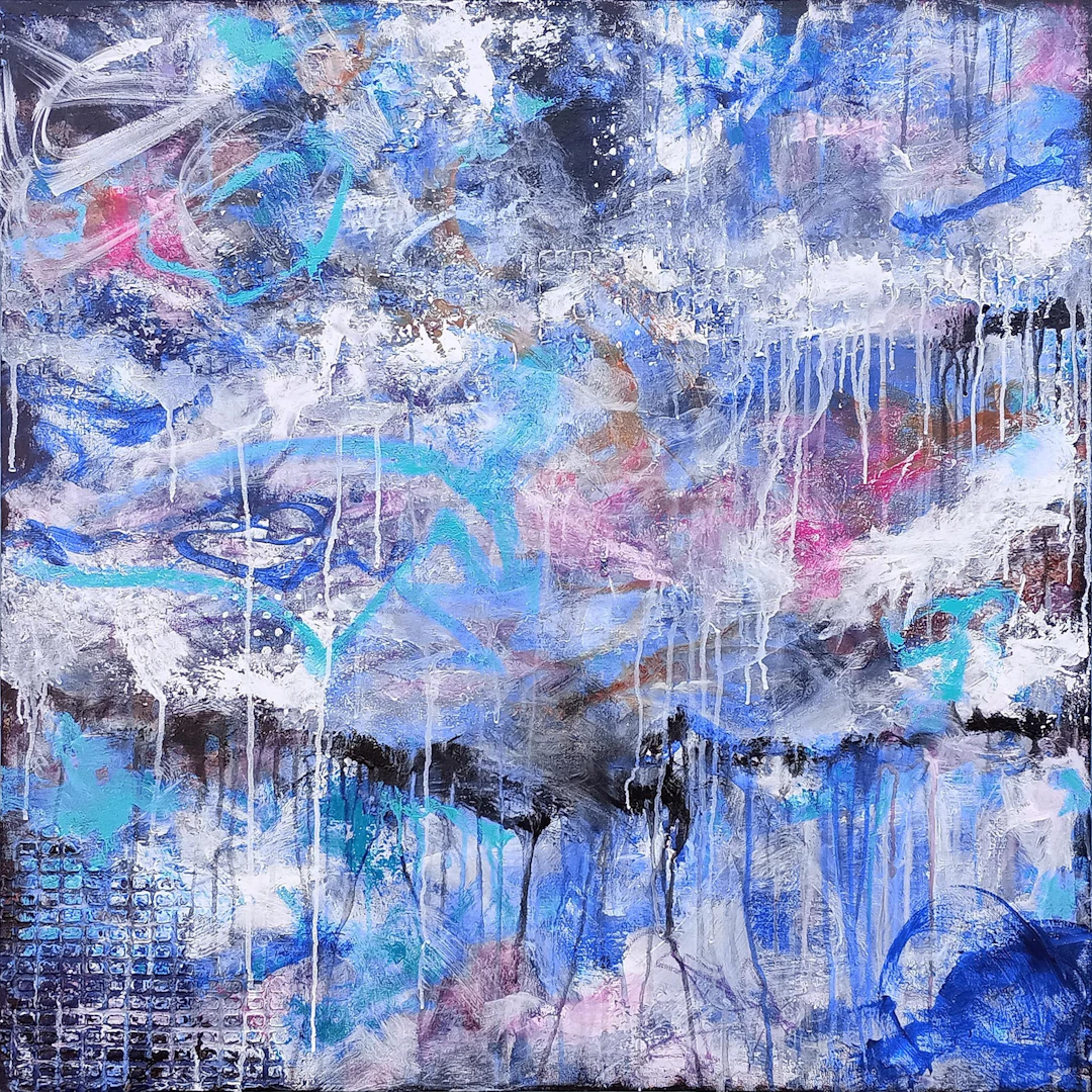 XXL Abstract Beyond the Clouds 90 x 90 cm - Susan Wooler