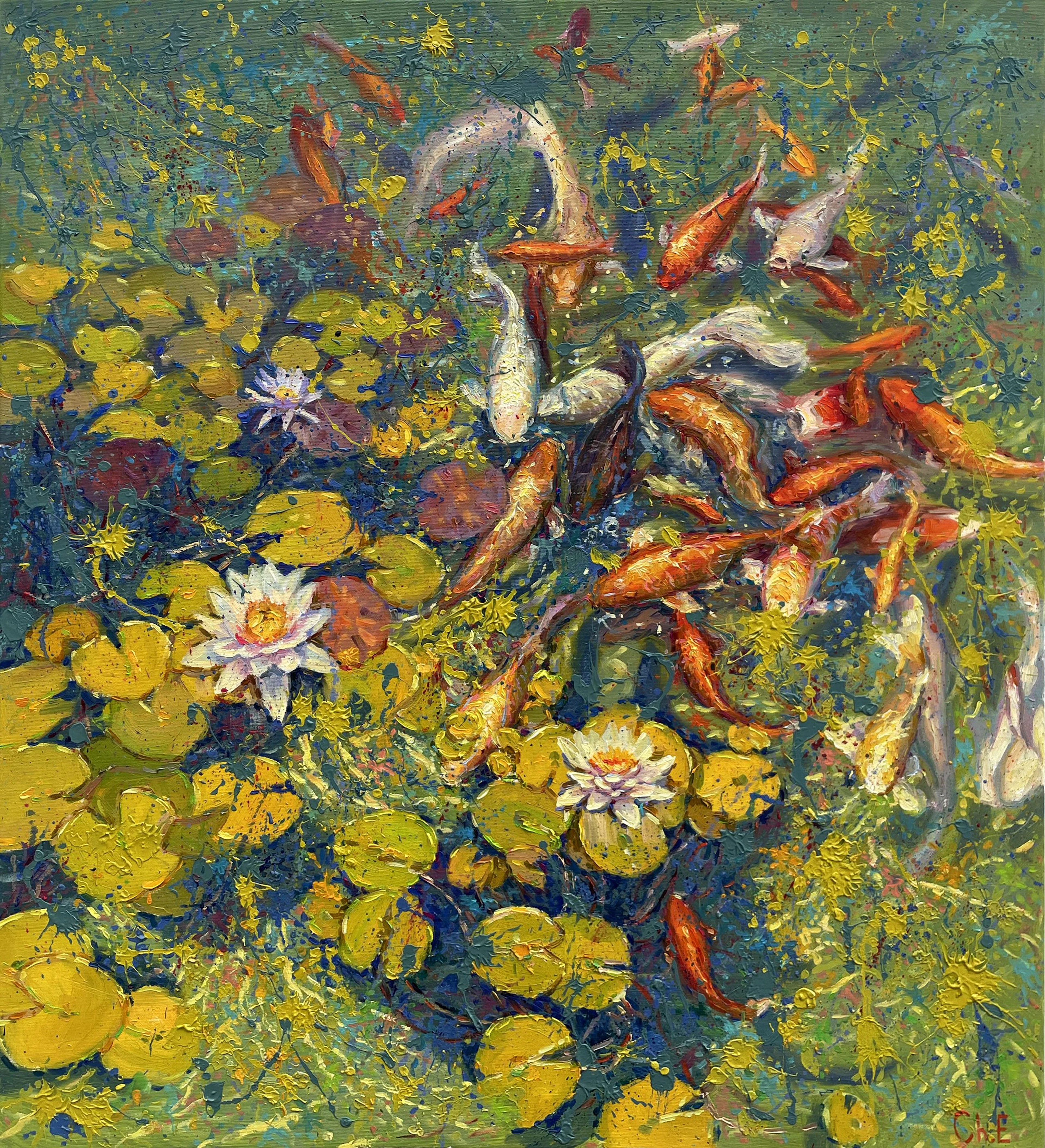 ""Pond with Fish"" - Evgeny Chernyakovsky