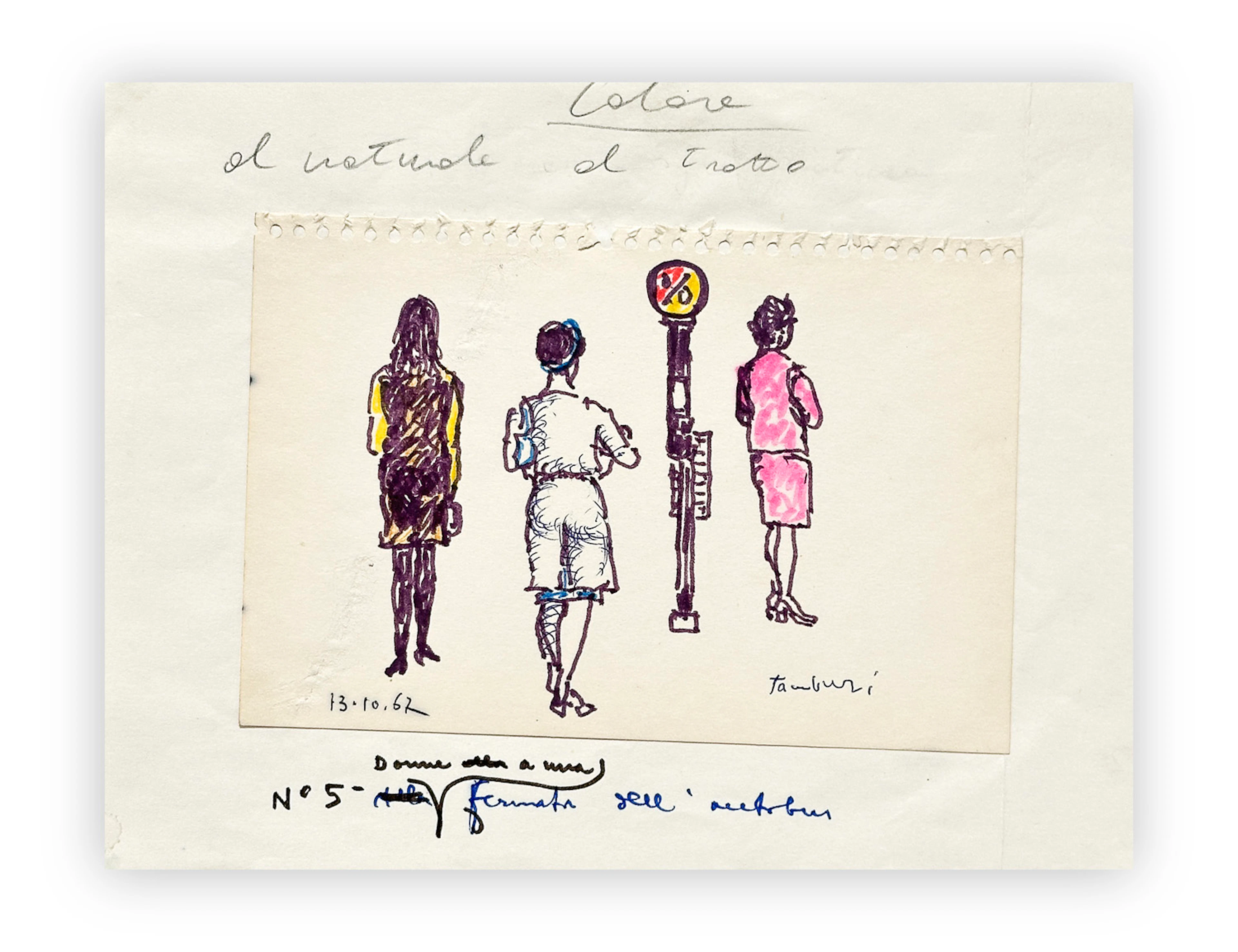 ORFEO TAMBURI (1910-1994) - Senza Titolo (Fermata dell'autobus), 1967