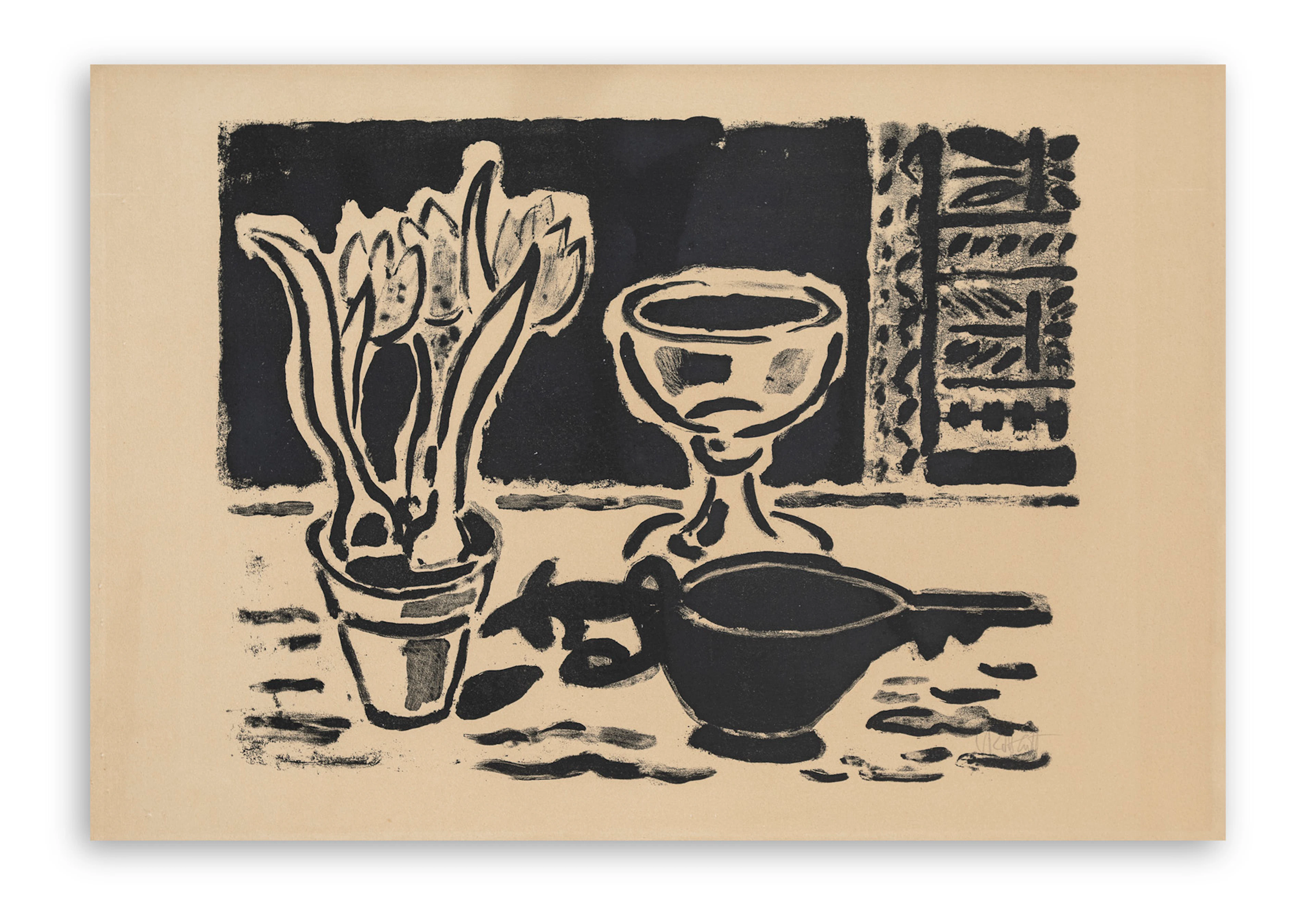 KARL SCHMIDT-ROTTLUFF (1884-1976) - Stilleben mit Krokustopf, 1953-1954