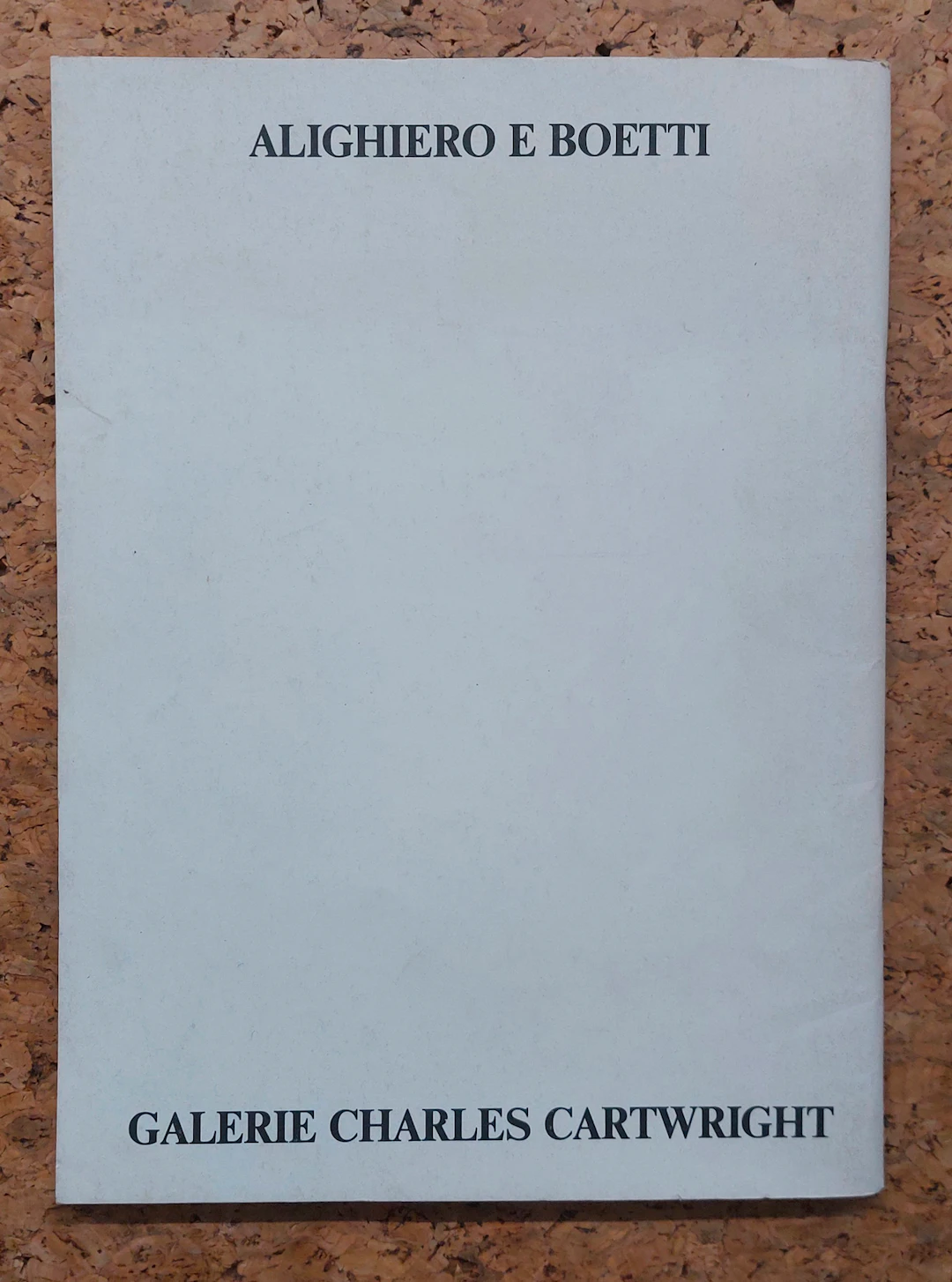 ALIGHIERO BOETTI - Alighiero E Boetti. 1988, 1990