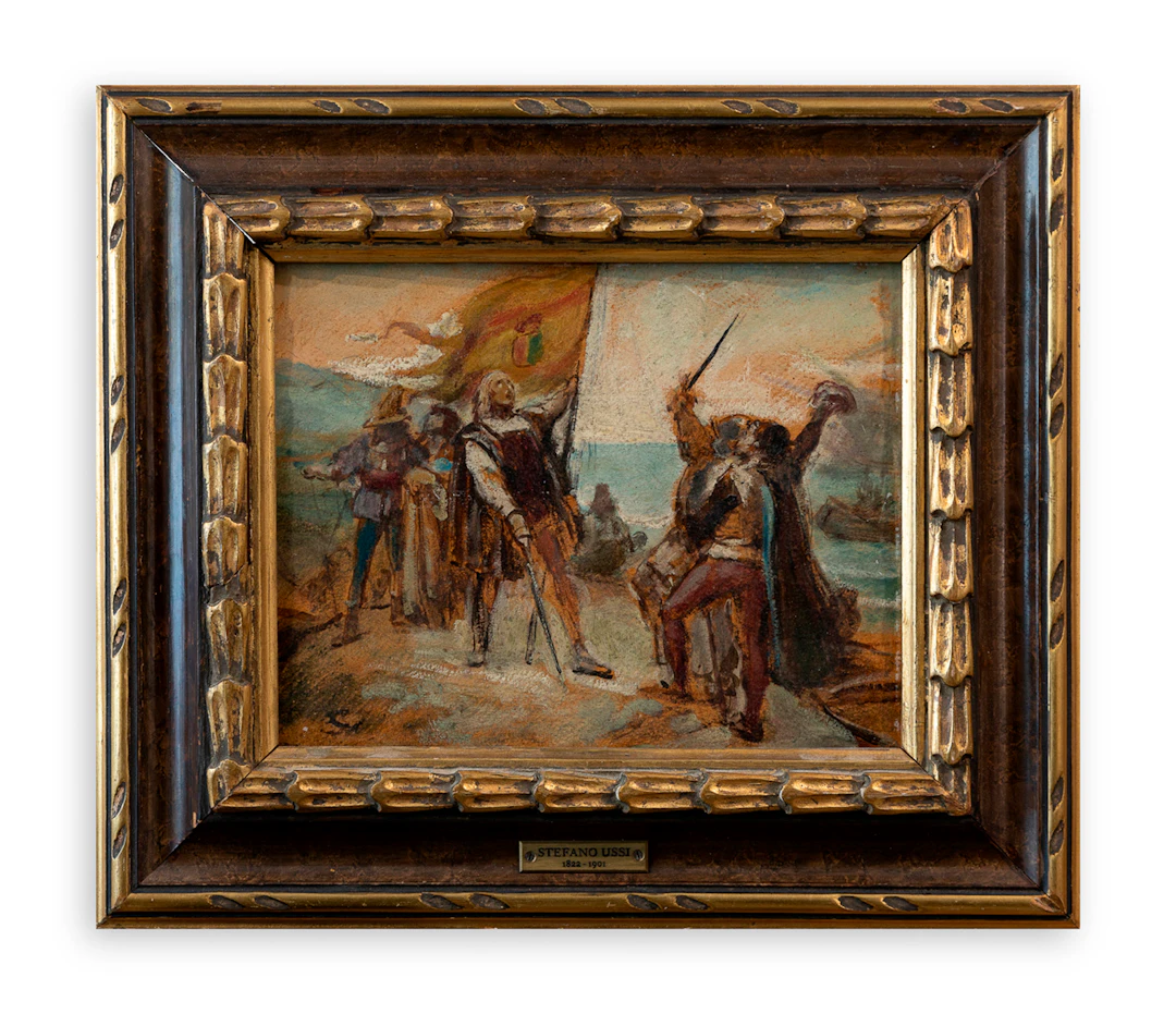 STEFANO USSI (1822-1901) - Lo sbarco di Colombo