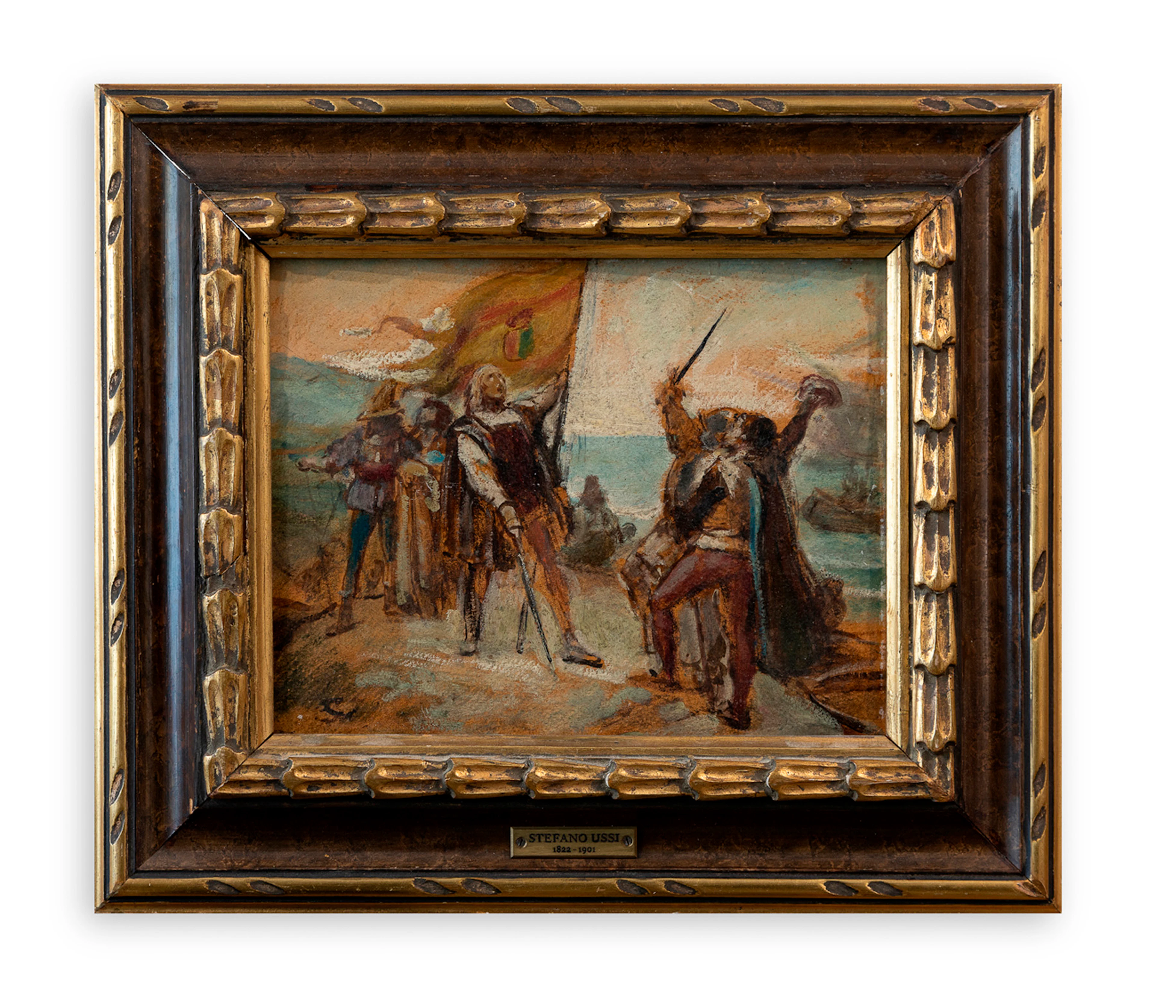 STEFANO USSI (1822-1901) - Lo sbarco di Colombo