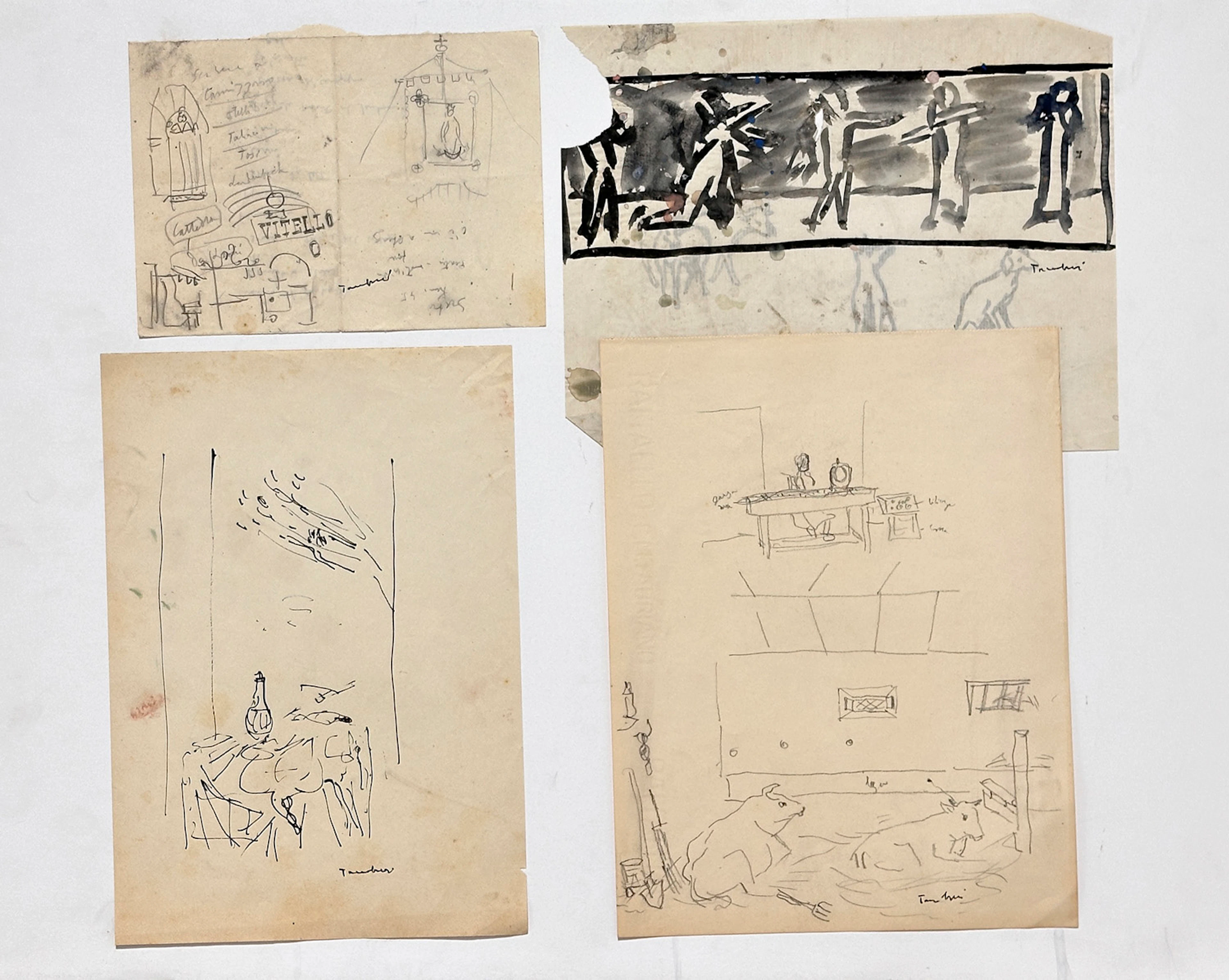 ORFEO TAMBURI (1910-1994) - Lotto unico di 4 disegni