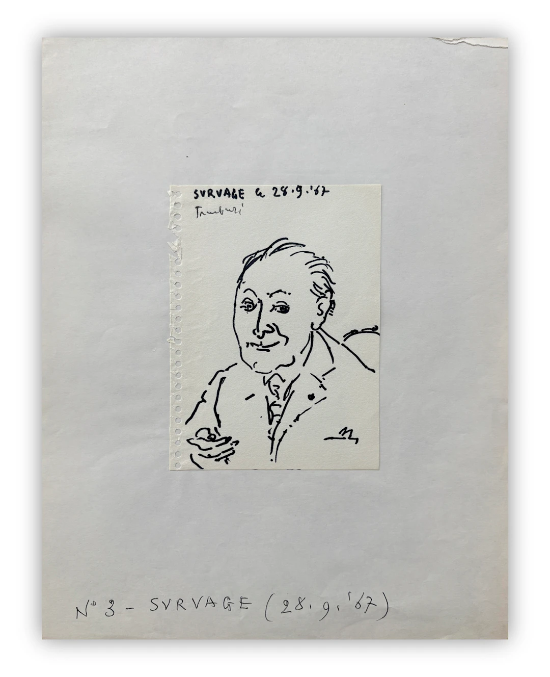 ORFEO TAMBURI (1910-1994) - Senza Titolo (Portrait de Survage), 1967