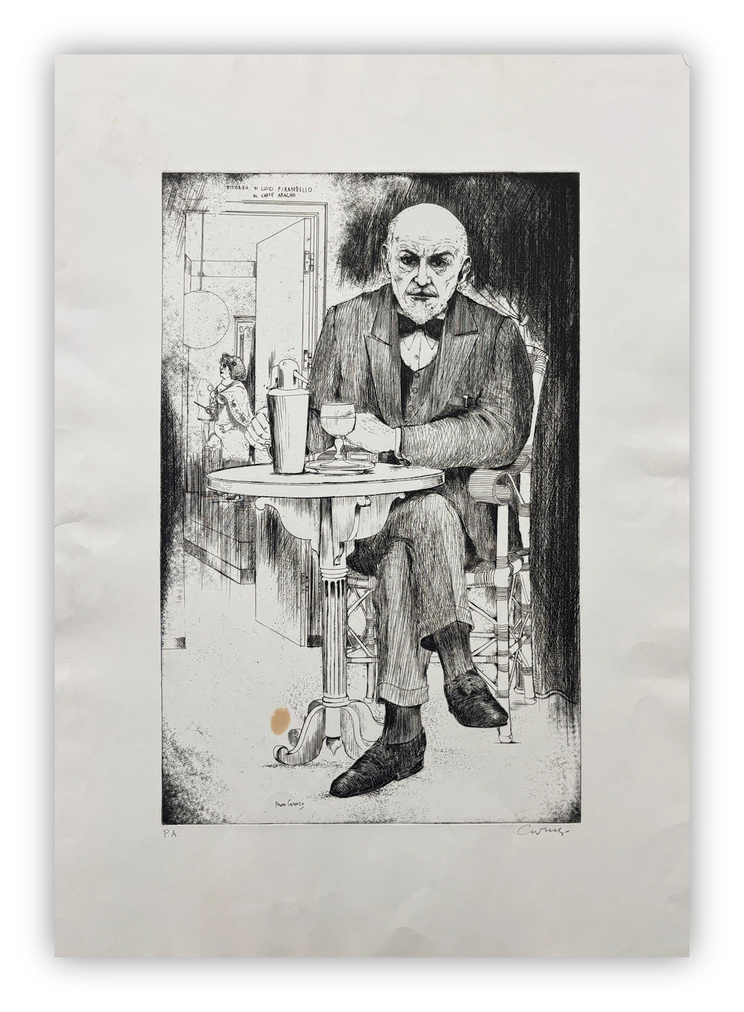BRUNO CARUSO (1927-2018) - Ricordo di Luigi Pirandello al Caffè Aragno