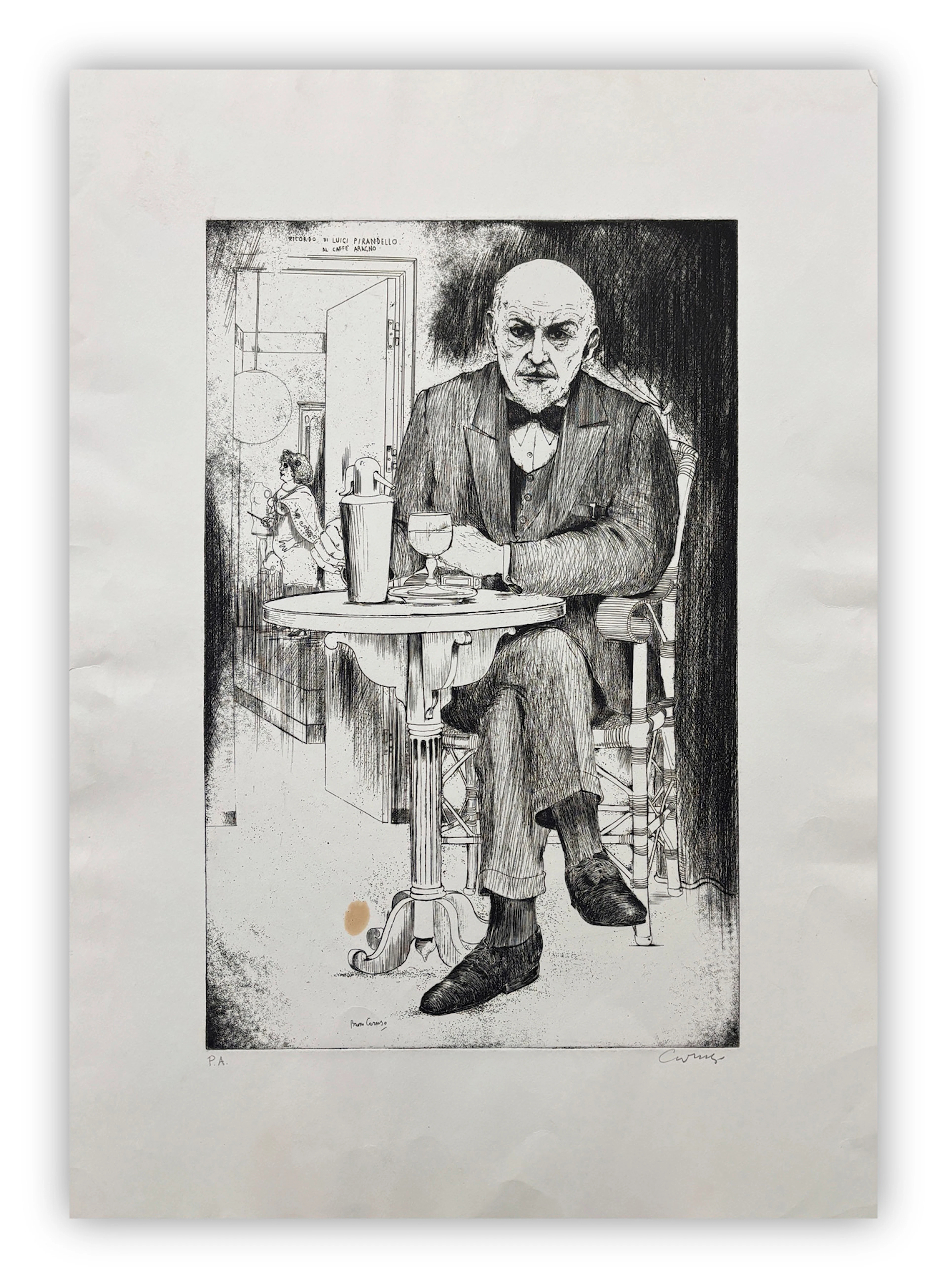 BRUNO CARUSO (1927-2018) - Ricordo di Luigi Pirandello al Caffè Aragno
